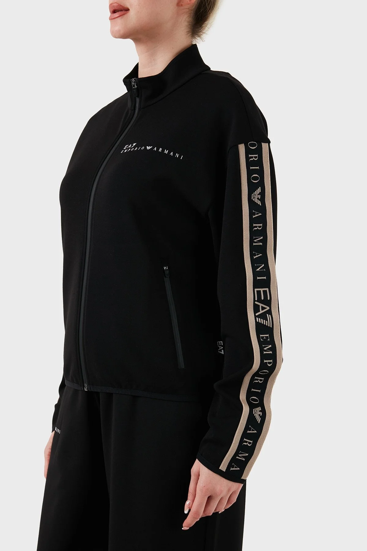 EA7 Logolu Regular Fit Dik Yaka Fermuarlı Bayan Sweat 7W000275 AF12501 UC001 SİYAH - 7