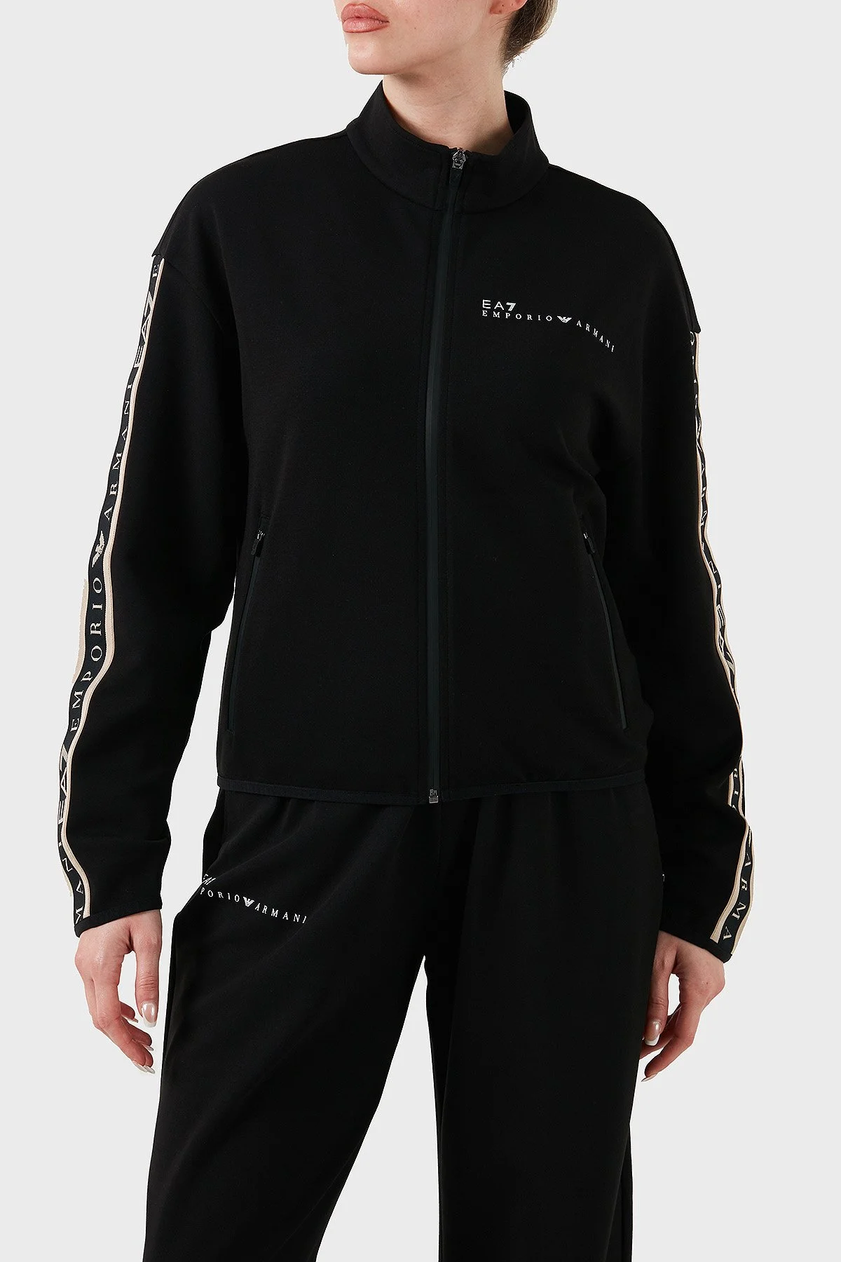 EA7 Logolu Regular Fit Dik Yaka Fermuarlı Kadın Sweat 7W000275 AF12501 UC001 SİYAH - 4