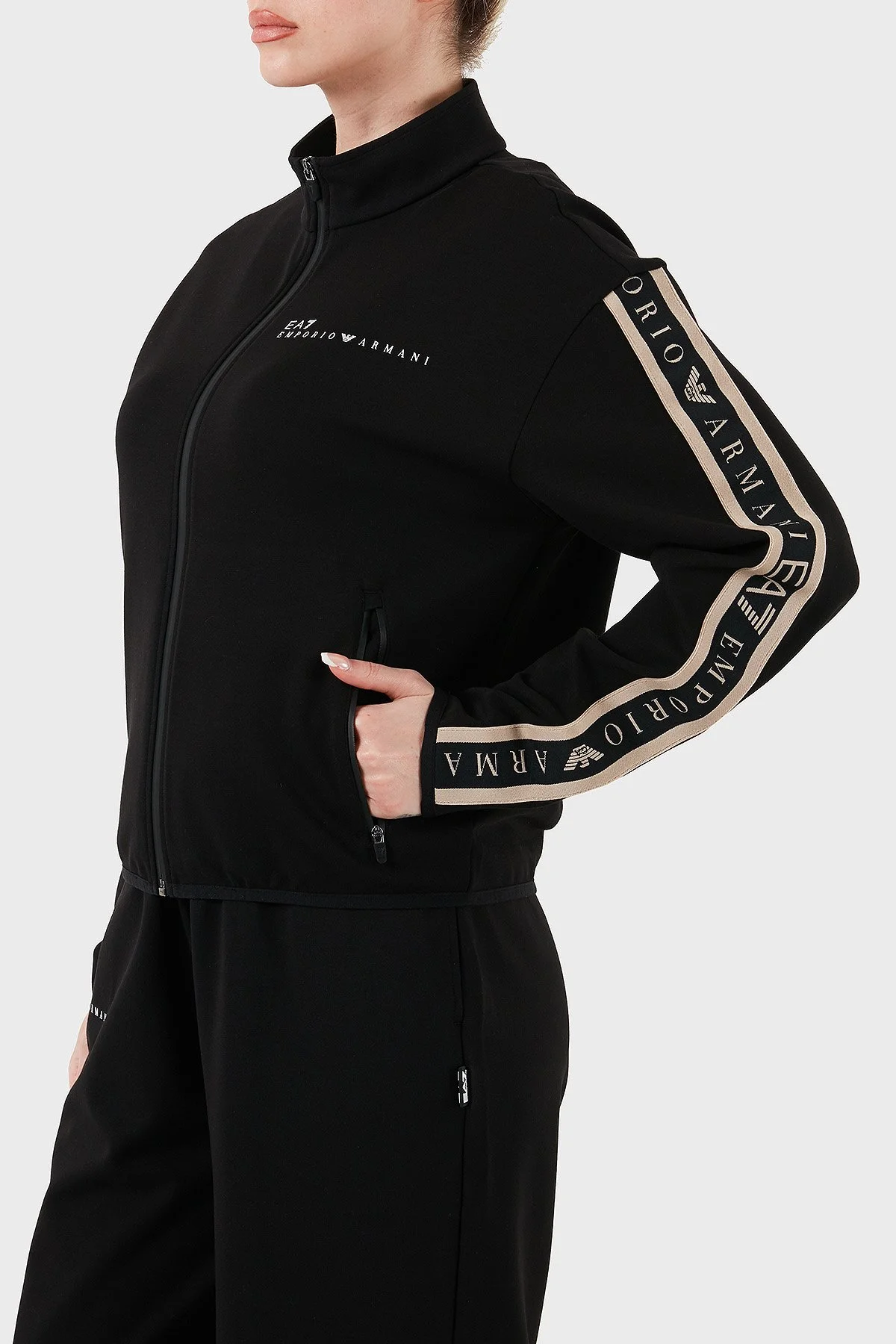 EA7 Logolu Regular Fit Dik Yaka Fermuarlı Kadın Sweat 7W000275 AF12501 UC001 SİYAH - 5