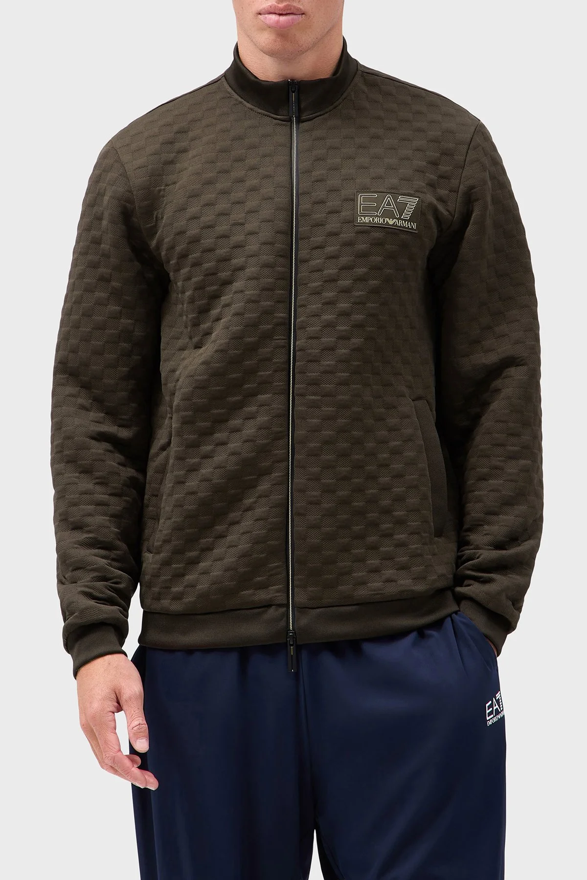 EA7 Logolu Regular Fit Dik Yaka Fermuarlı Erkek Sweat 7M002246 AF26241 U6027 Kahve - 1