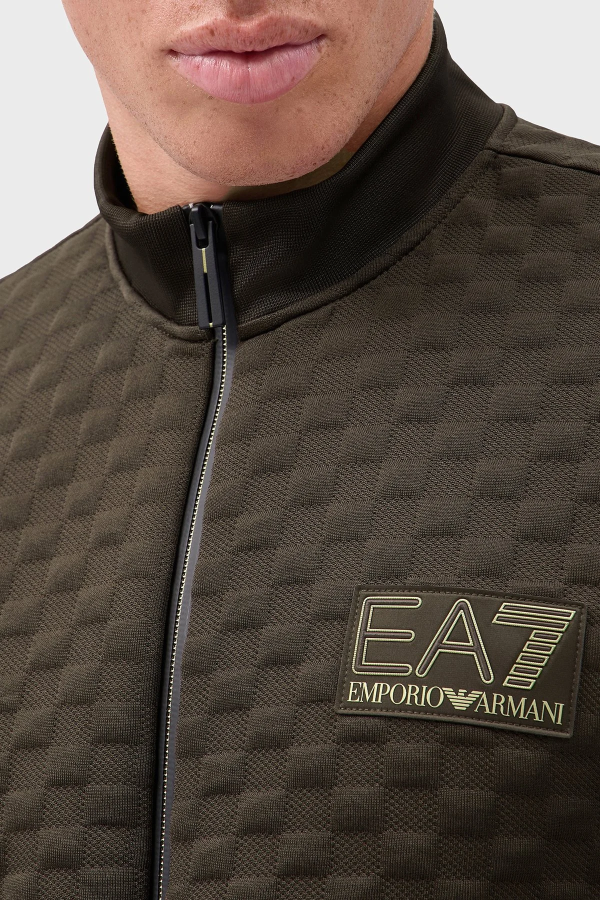 EA7 Logolu Regular Fit Dik Yaka Fermuarlı Erkek Sweat 7M002246 AF26241 U6027 Kahve - 4