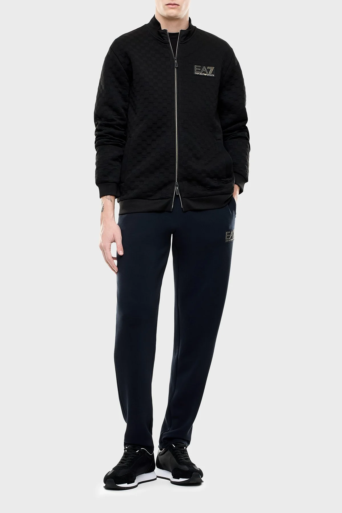EA7 Logolu Regular Fit Dik Yaka Fermuarlı Erkek Sweat 7M002246 AF26241 UC001 Siyah - 2