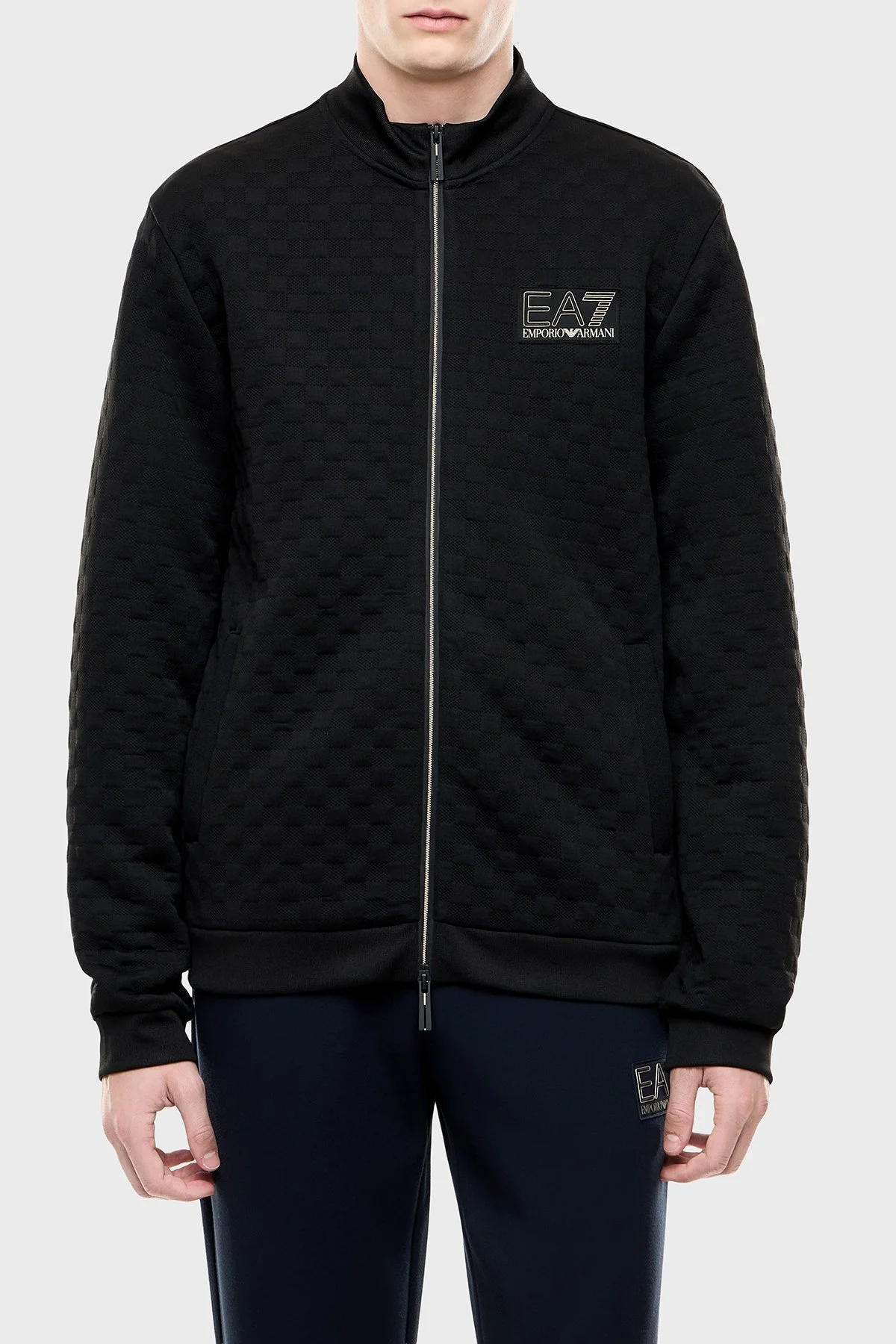 EA7 Logolu Regular Fit Dik Yaka Fermuarlı Erkek Sweat 7M002246 AF26241 UC001 Siyah - 1