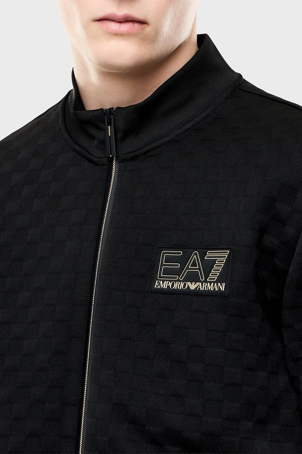 EA7 Logolu Regular Fit Dik Yaka Fermuarlı Erkek Sweat 7M002246 AF26241 UC001 Siyah - 3