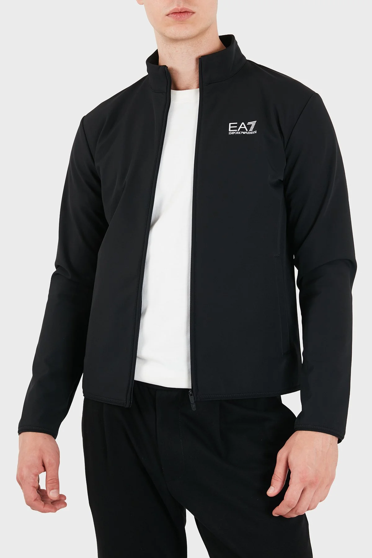 EA7 Logolu Regular Fit Dik Yaka Fermuarlı Erkek Sweat 7M002481 AF26523 UC001 Siyah - 1