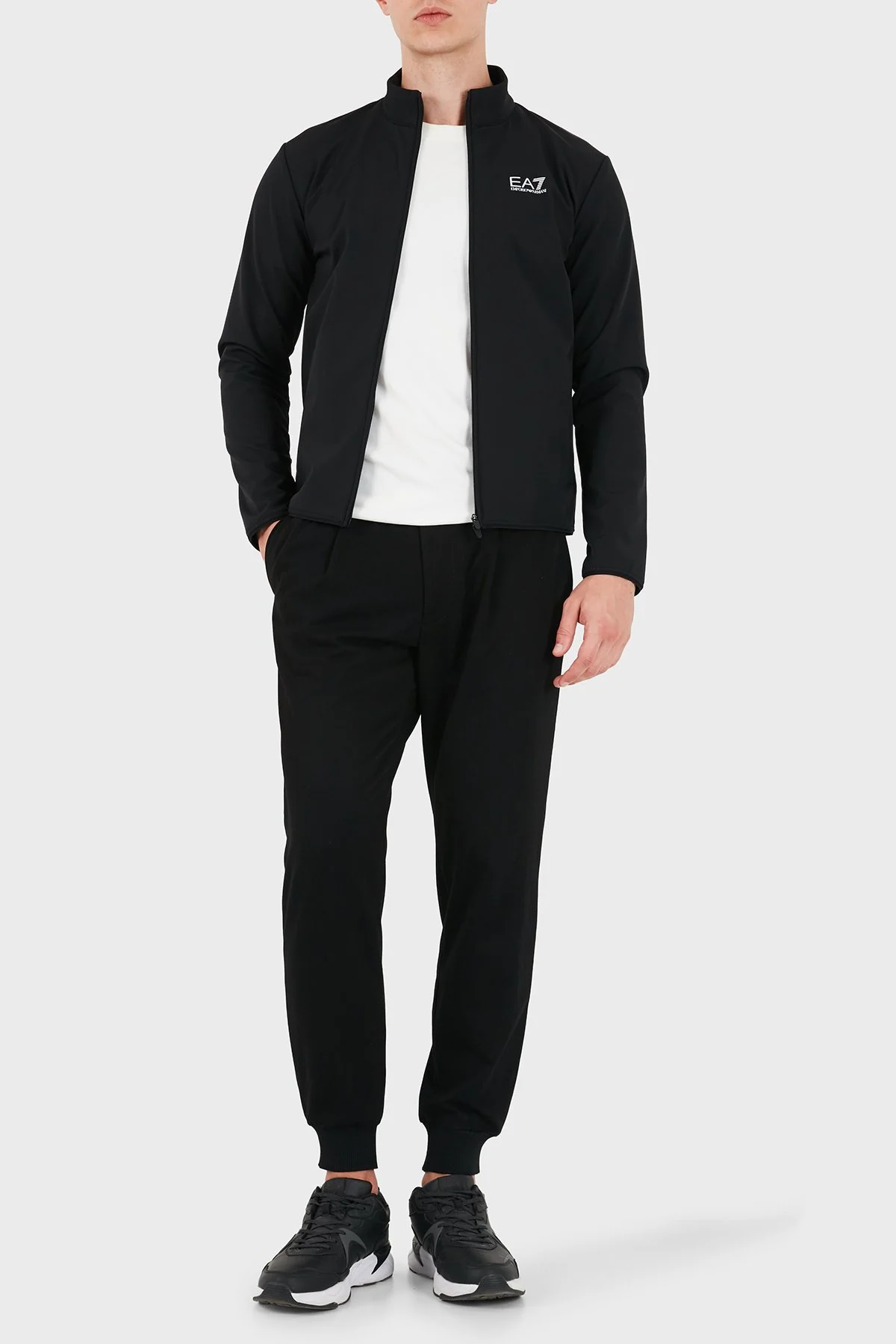 EA7 Logolu Regular Fit Dik Yaka Fermuarlı Erkek Sweat 7M002481 AF26523 UC001 Siyah - 2