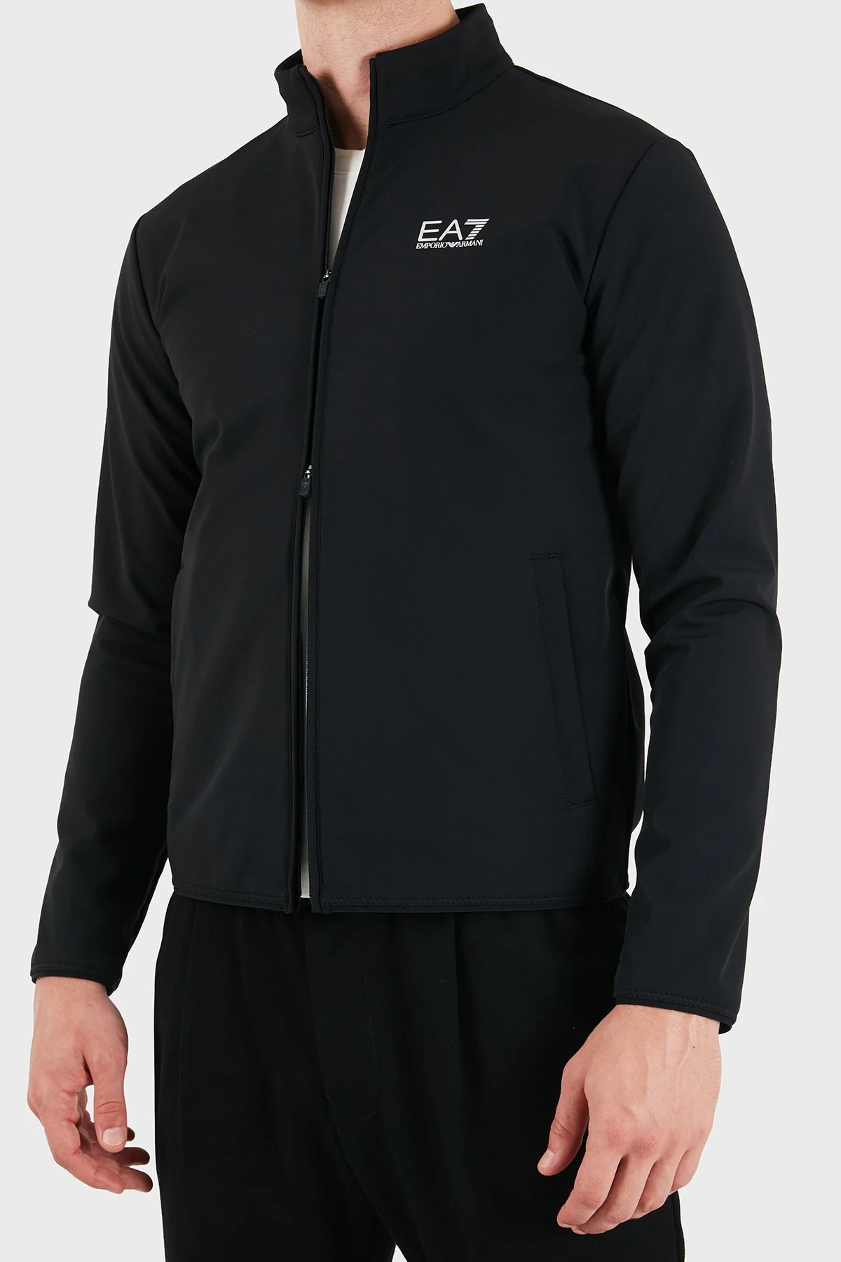 EA7 Logolu Regular Fit Dik Yaka Fermuarlı Erkek Sweat 7M002481 AF26523 UC001 Siyah - 4