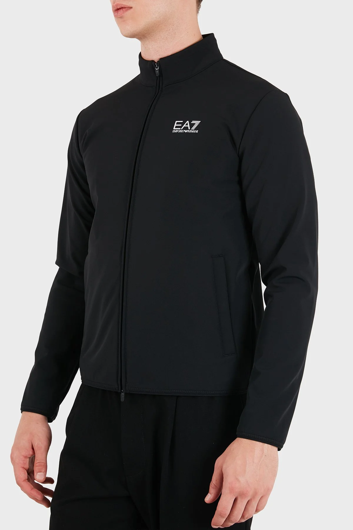 EA7 Logolu Regular Fit Dik Yaka Fermuarlı Erkek Sweat 7M002481 AF26523 UC001 Siyah - 5