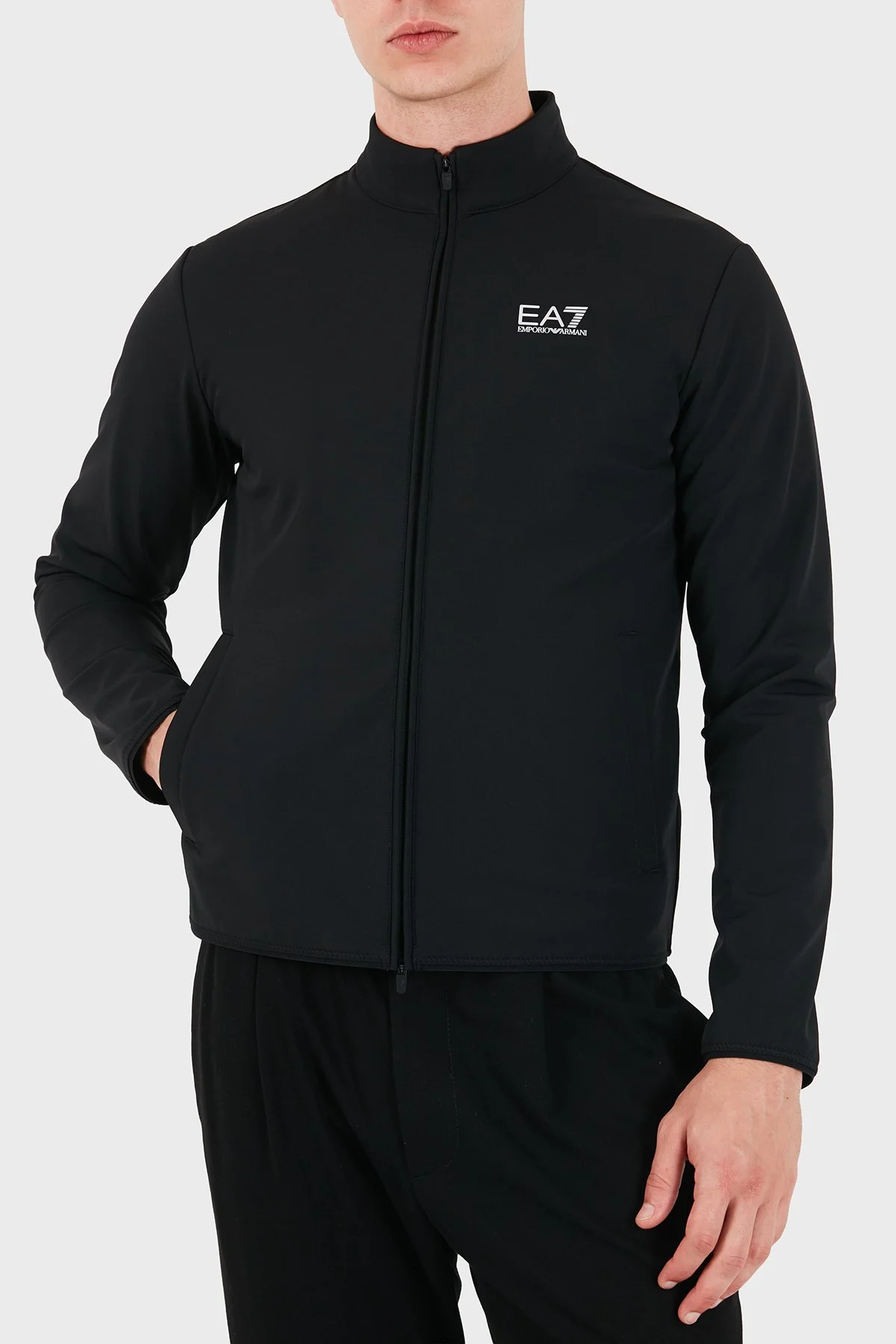 EA7 Logolu Regular Fit Dik Yaka Fermuarlı Erkek Sweat 7M002481 AF26523 UC001 Siyah - 6