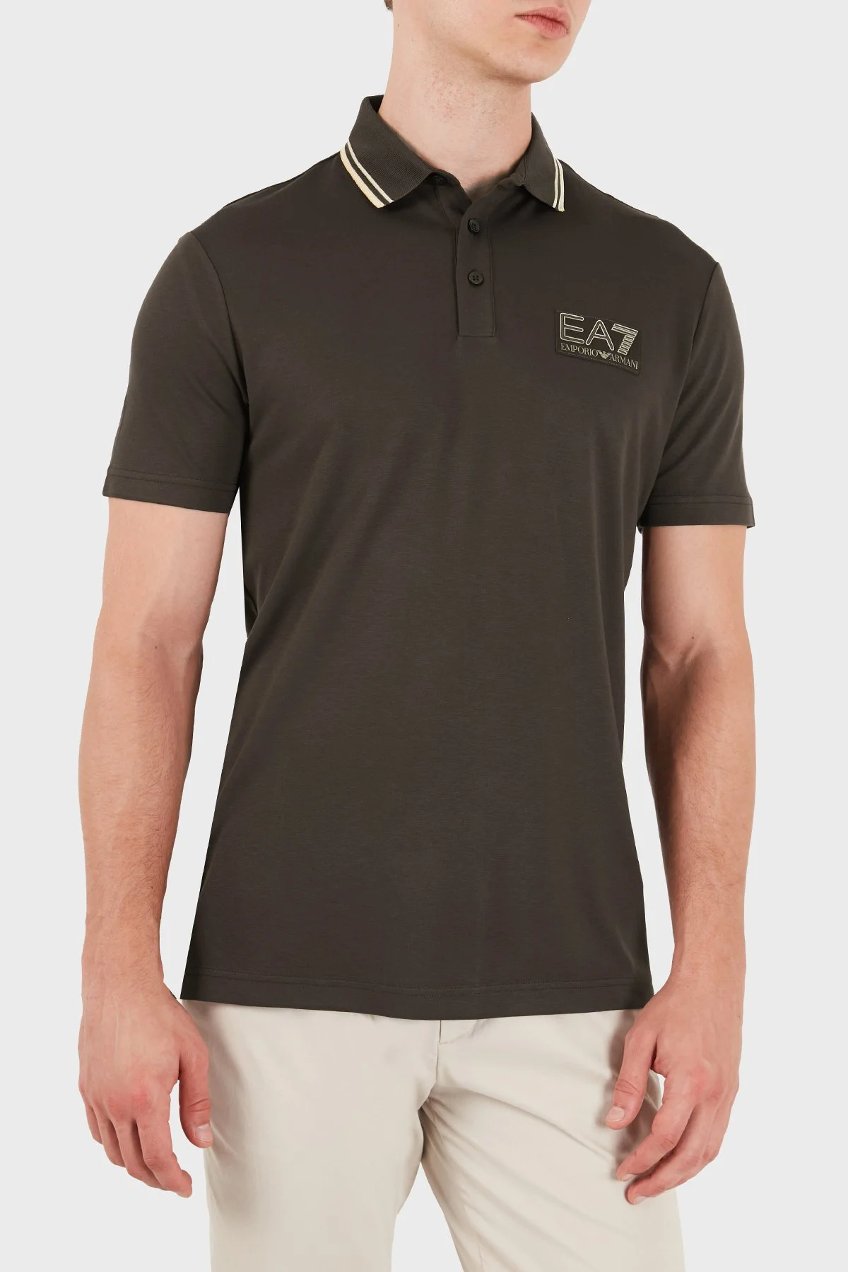 EA7 Logolu Regular Fit Düğmeli Erkek Polo 7M002241 AF13739 U6027 Kahve - 4