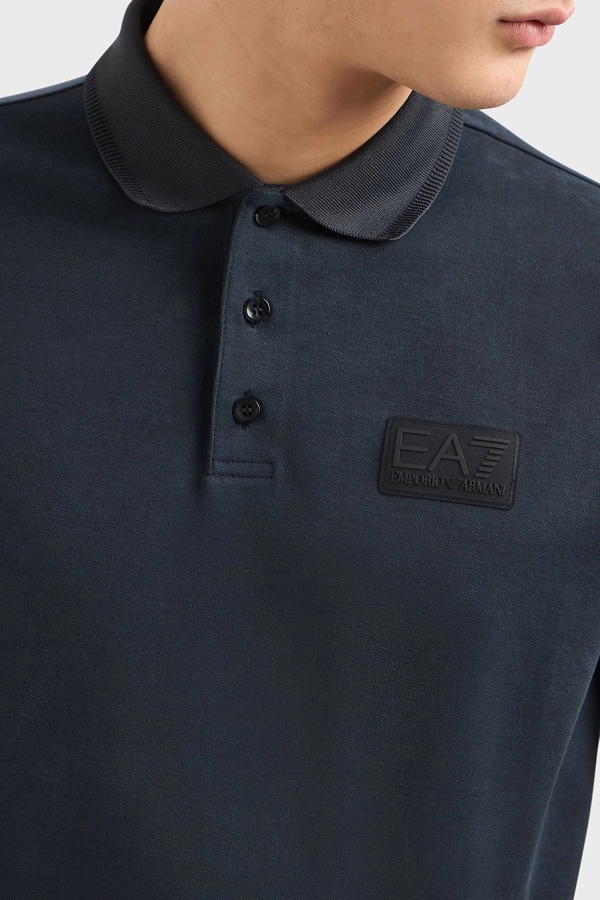 EA7 Logolu Regular Fit Düğmeli Erkek Polo Yaka T Shirt 7M000090 AF13862 UC001 SİYAH - 4