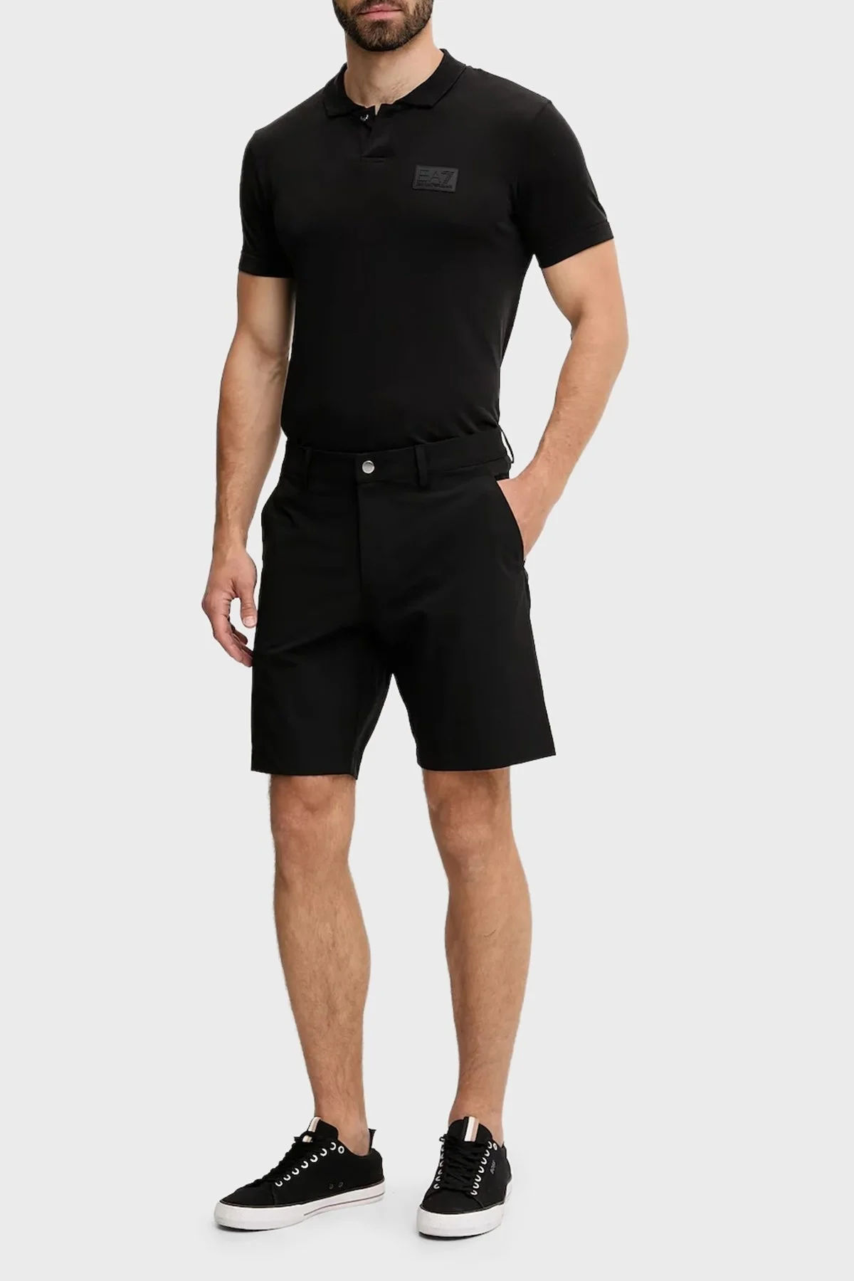 EA7 Logolu Regular Fit Düğmeli Erkek Polo Yaka T Shirt 7M000091 AF13863 UC001 SİYAH - 2