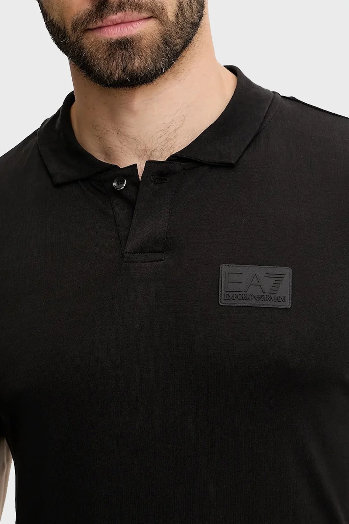 EA7 Logolu Regular Fit Düğmeli Erkek Polo Yaka T Shirt 7M000091 AF13863 UC001 SİYAH - 4