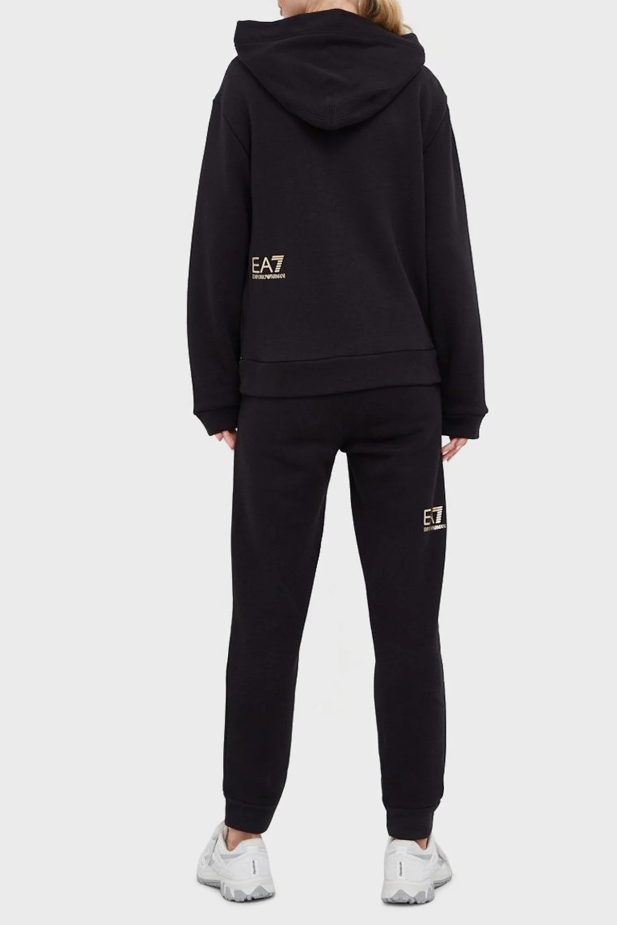 EA7 Logolu Regular Fit Fermuarlı Cepli Spor Eşofman Takım Bayan Eşofman Takımı 6LTV55 TJGDZ 1200 SİYAH - 3