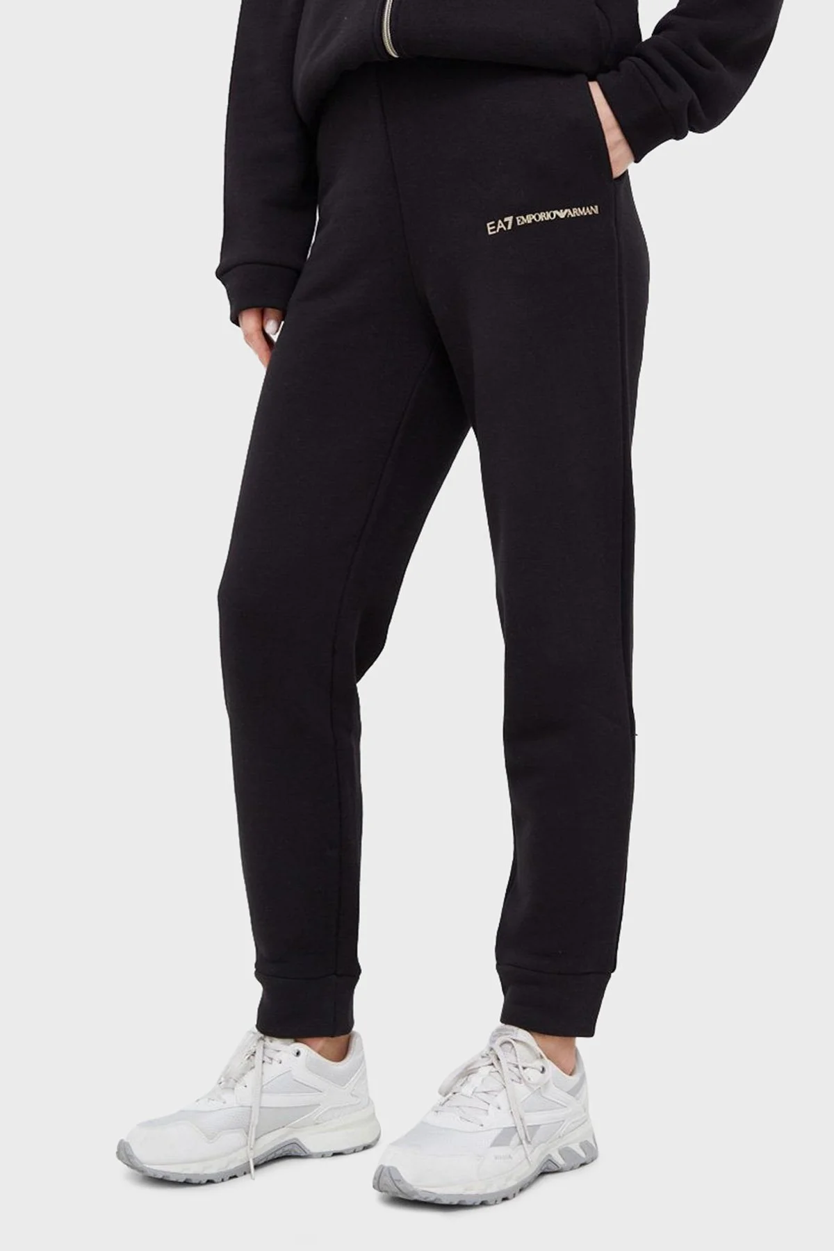 EA7 Logolu Regular Fit Fermuarlı Cepli Spor Eşofman Takım Bayan Eşofman Takımı 6LTV55 TJGDZ 1200 SİYAH - 4