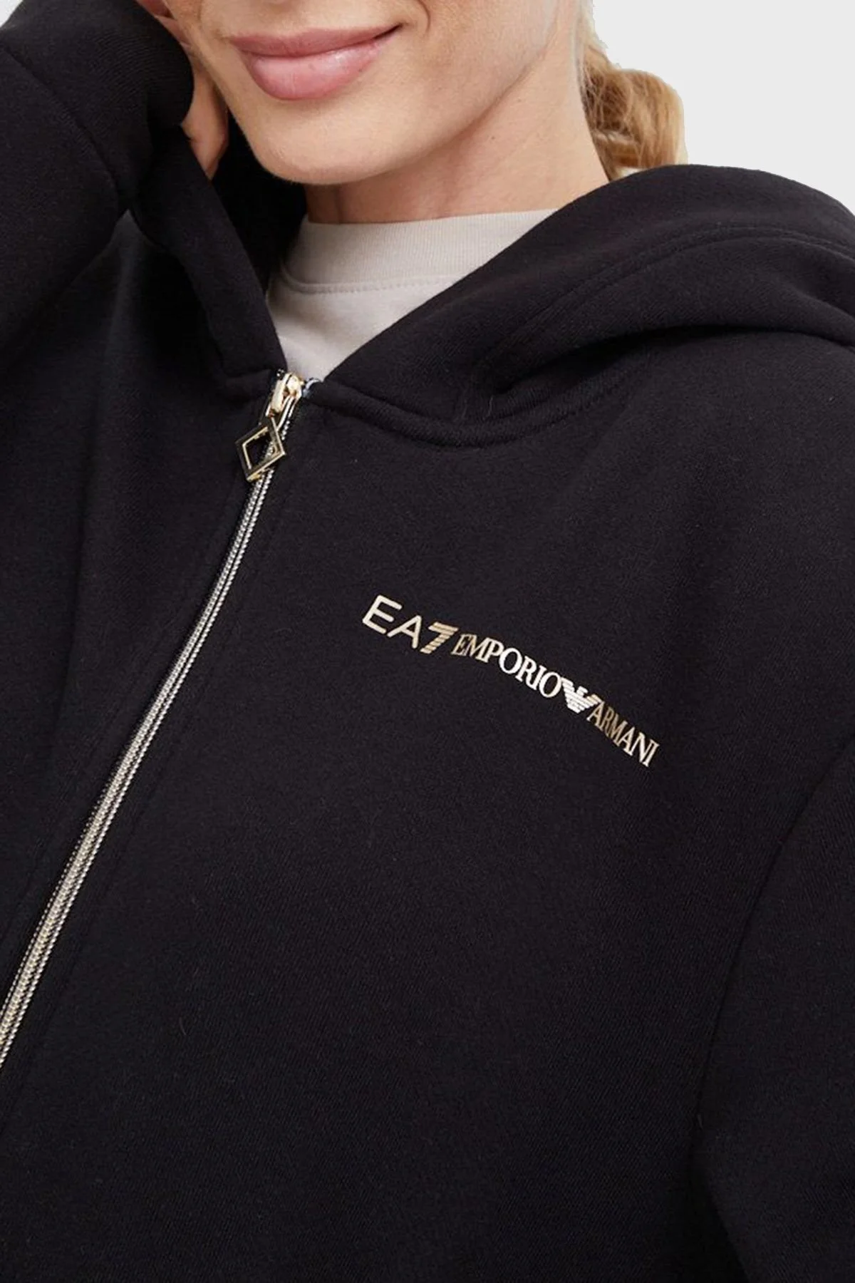 EA7 Logolu Regular Fit Fermuarlı Cepli Spor Eşofman Takım Bayan Eşofman Takımı 6LTV55 TJGDZ 1200 SİYAH - 5