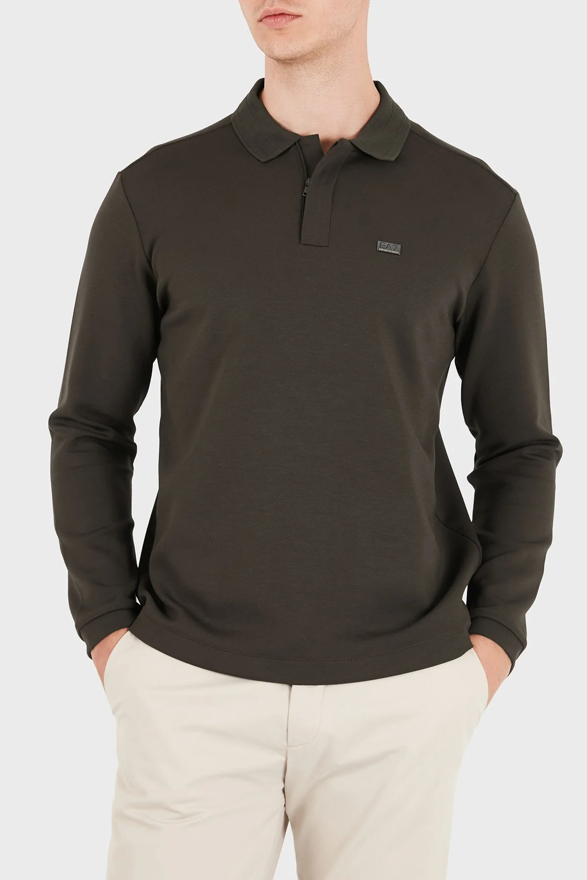 EA7 Logolu Regular Fit Fermuarlı Erkek Polo 7M002106 AF27717 U6027 Kahve - 4