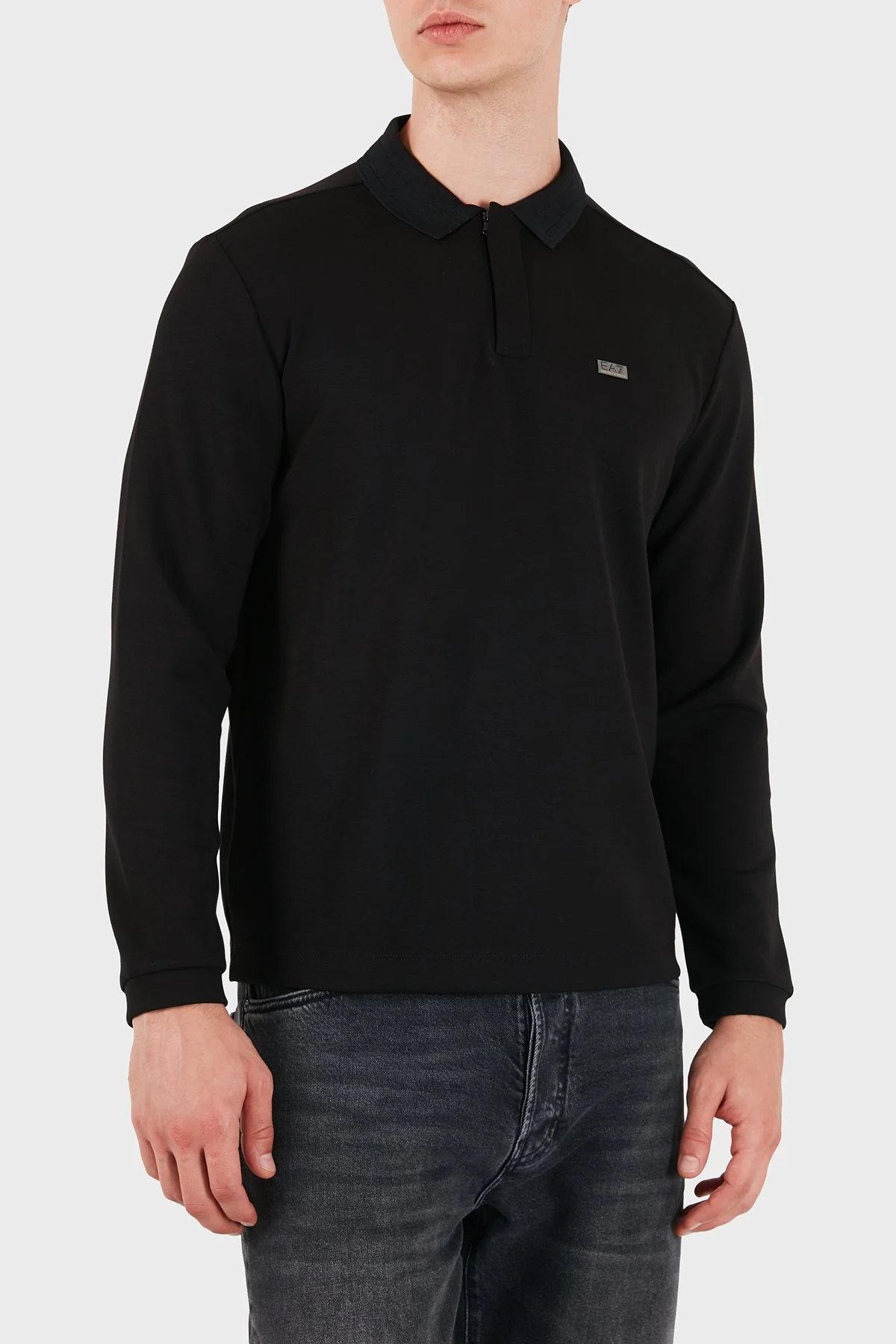 EA7 Logolu Regular Fit Fermuarlı Erkek Polo 7M002106 AF27717 UC001 Siyah - 1