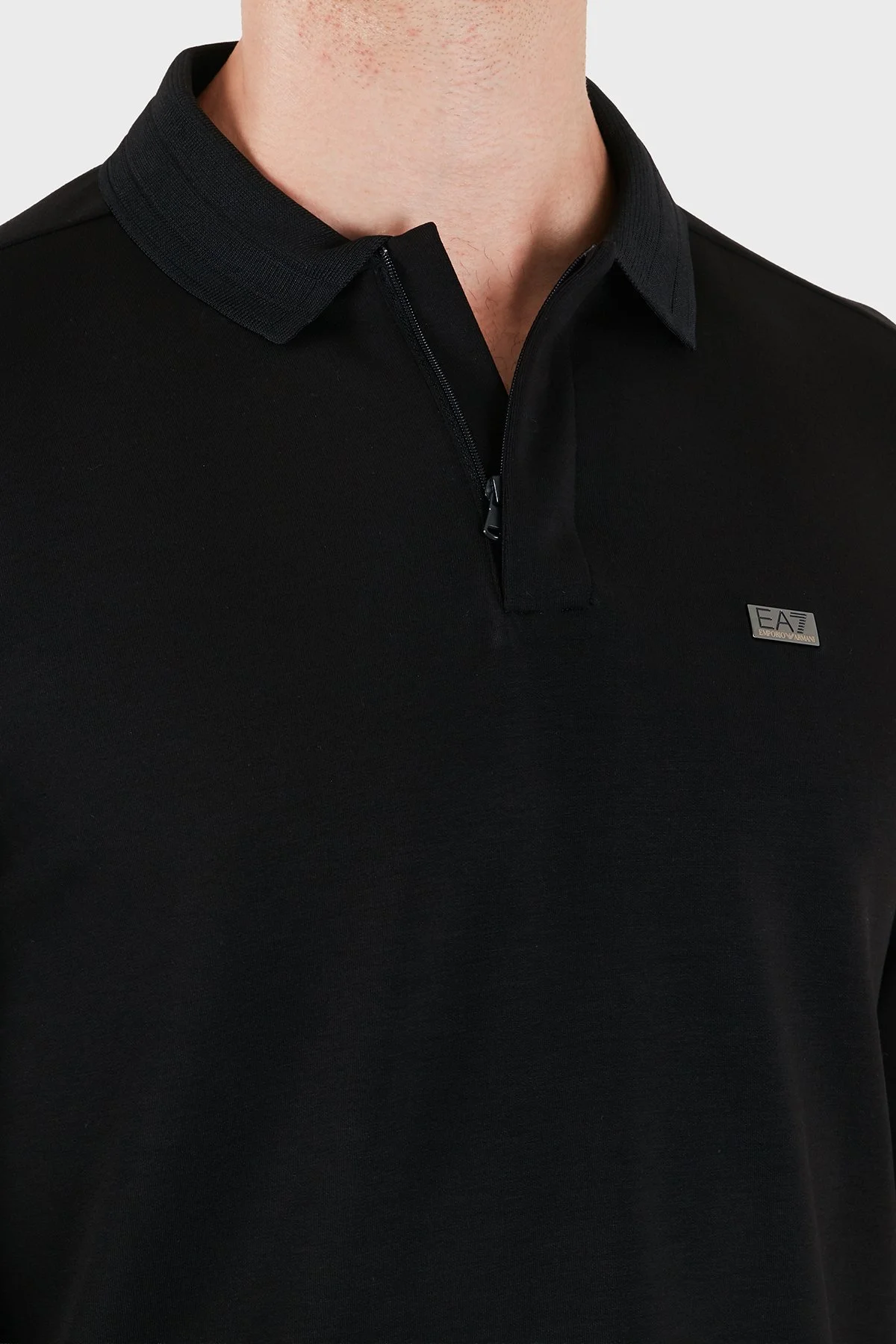 EA7 Logolu Regular Fit Fermuarlı Erkek Polo 7M002106 AF27717 UC001 Siyah - 6