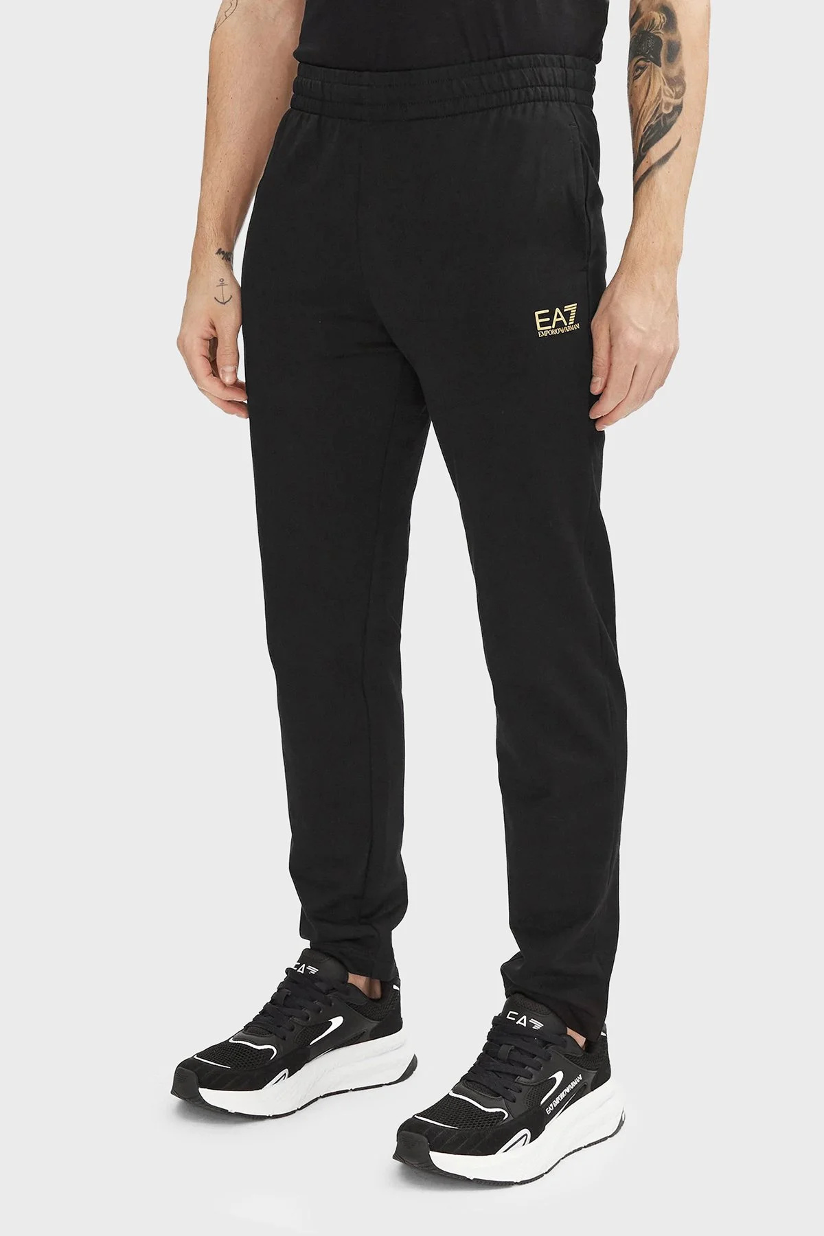 EA7 Logolu Regular Fit Fermuarlı Kapüşonlu Erkek Eşofman Takımı 8NPV62 PJVRZ 0208 Siyah - 4