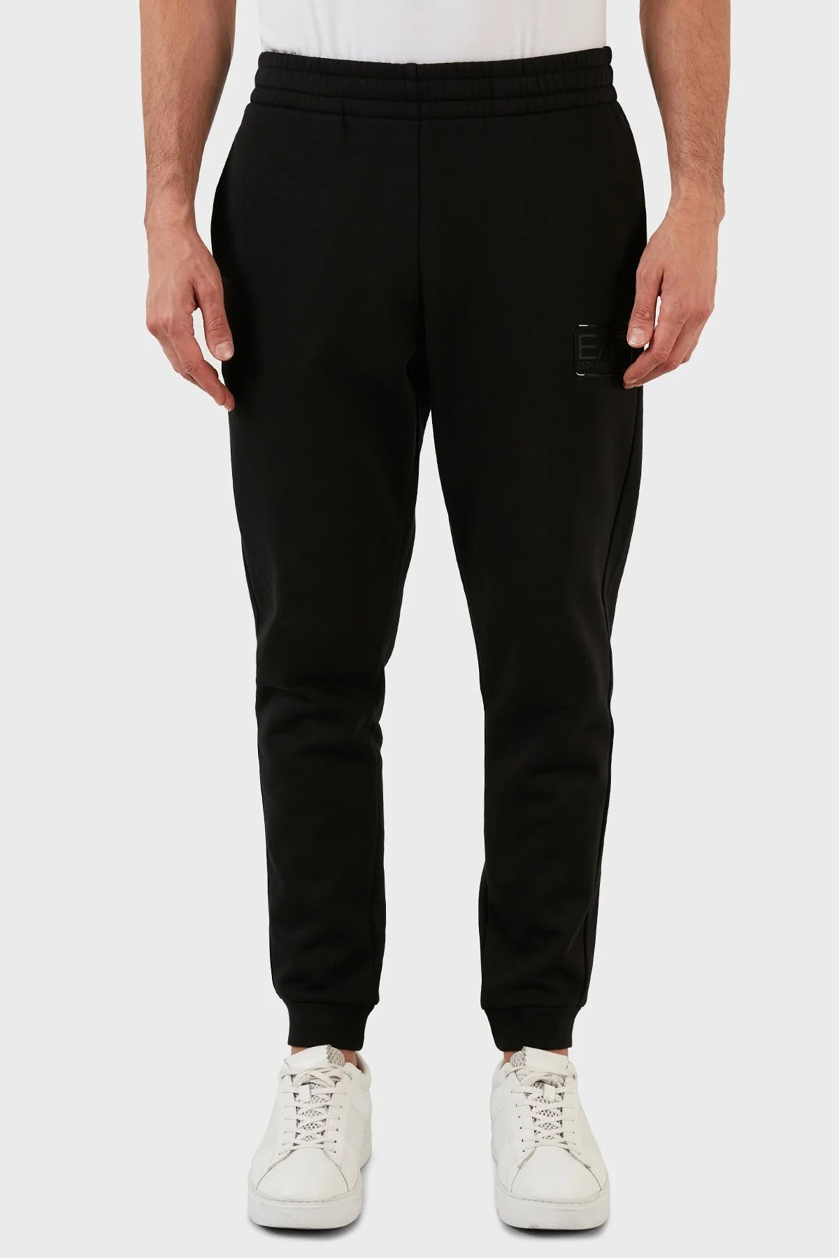 EA7 Logolu Regular Fit Kapüşonlu Fermuarlı Pamuklu Erkek Eşofman Takım 6LPV68 PJ07Z 1200 SİYAH - 4