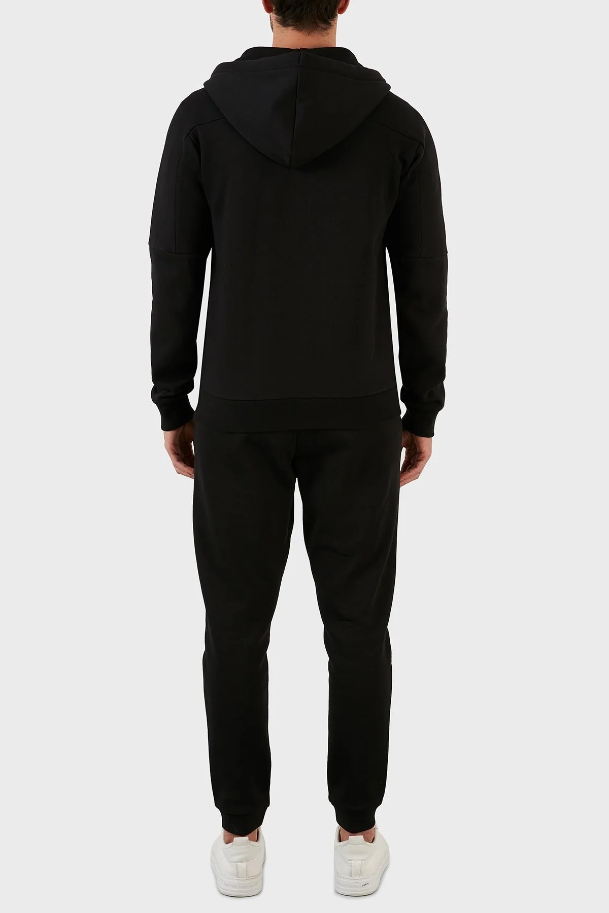 EA7 Logolu Regular Fit Kapüşonlu Fermuarlı Pamuklu Erkek Eşofman Takım 6LPV68 PJ07Z 1200 SİYAH - 6