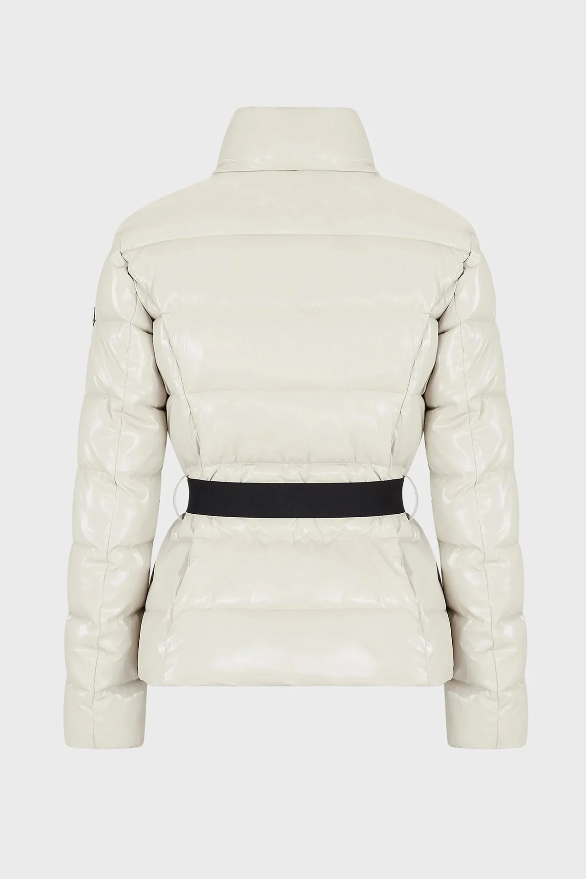 EA7 Logolu Regular Fit Kemerli Parlak Görünümlü Dik Yaka Bayan Mont 6LTB12 TNAUZ 1720 BEJ - 5