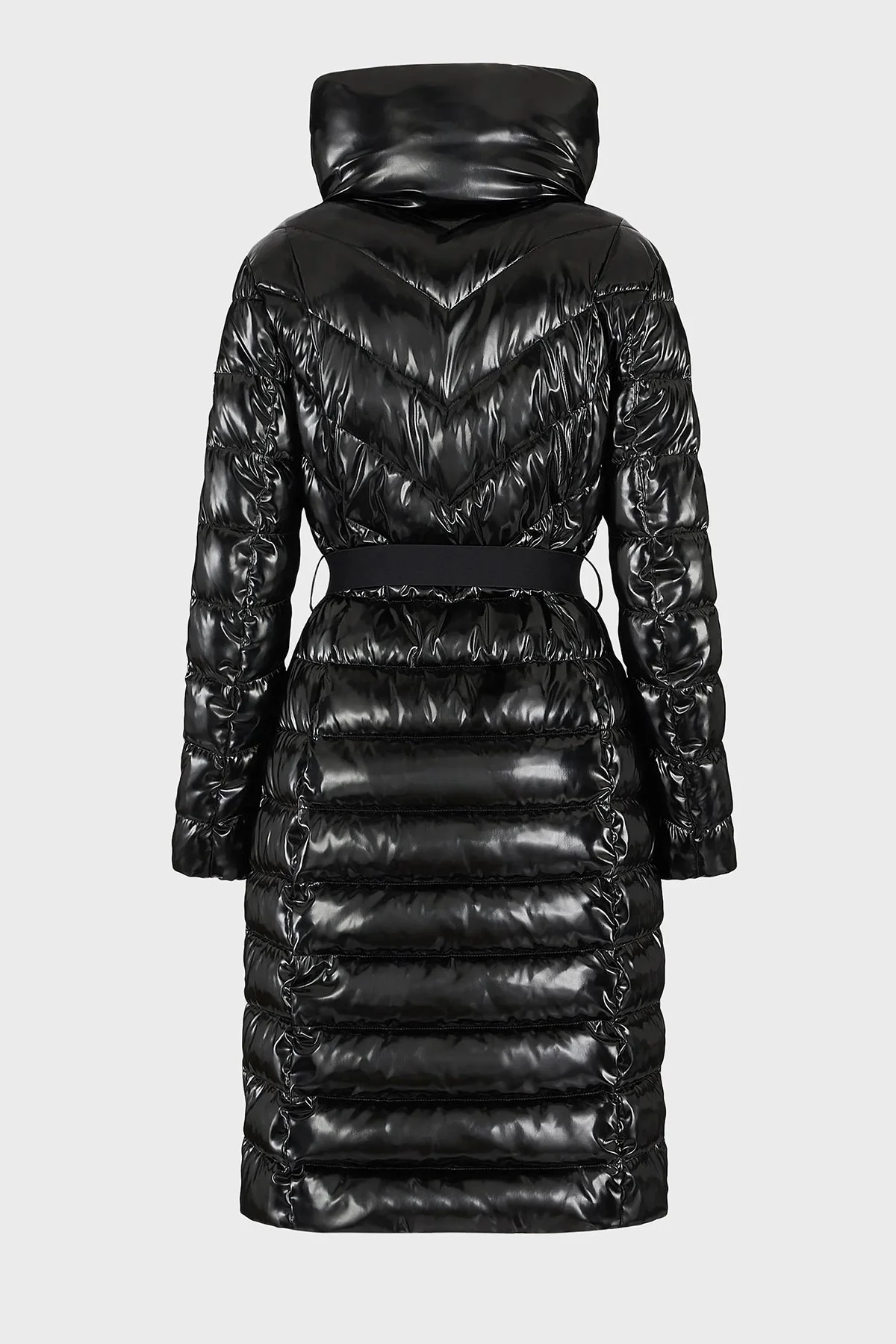 EA7 Logolu Regular Fit Parlak Görünümlü Cepli Kemerli Uzun Bayan Mont 6LTL04 TNAUZ 1200 SİYAH - 5