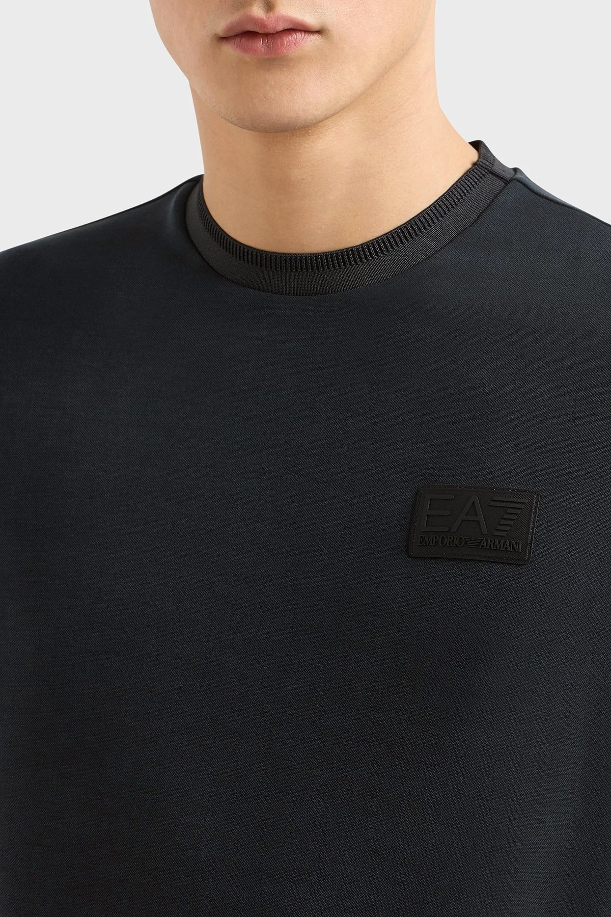 EA7 Logolu Regular Fit Sıfır Yaka Erkek T Shirt 7M000089 AF13862 UC001 SİYAH - 4