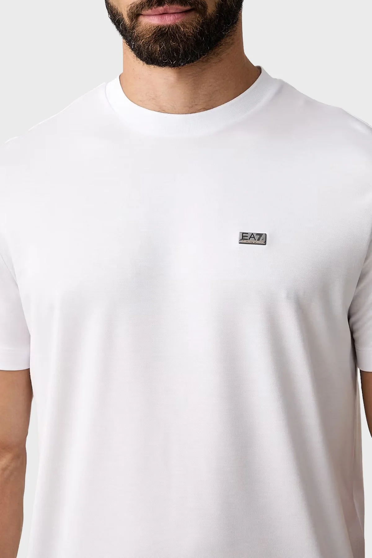 EA7 Logolu Regular Fit Bisiklet Yaka Erkek T Shirt 7M002096 AF13862 U0002 Beyaz - 4