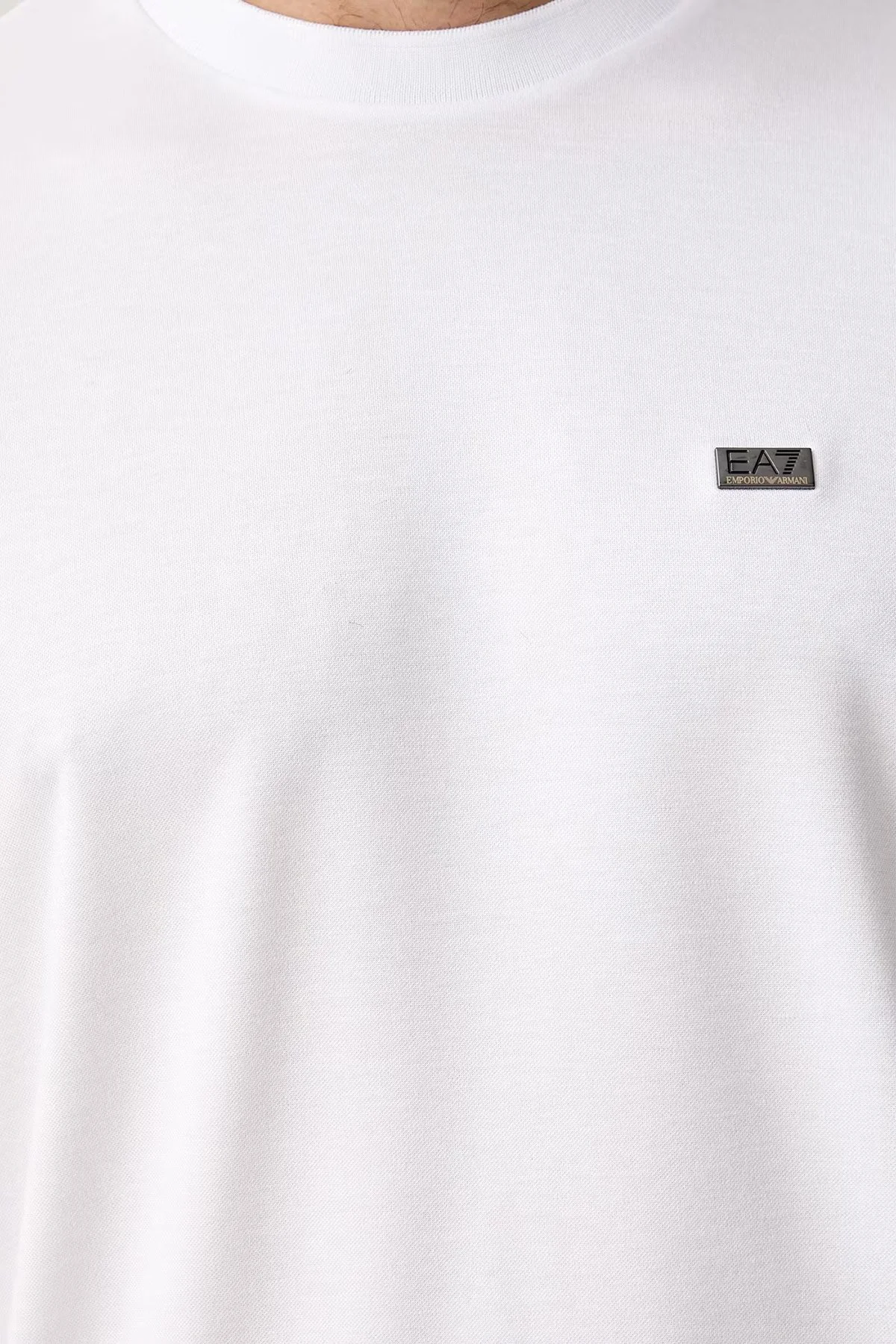 EA7 Logolu Regular Fit Bisiklet Yaka Erkek T Shirt 7M002096 AF13862 U0002 Beyaz - 5