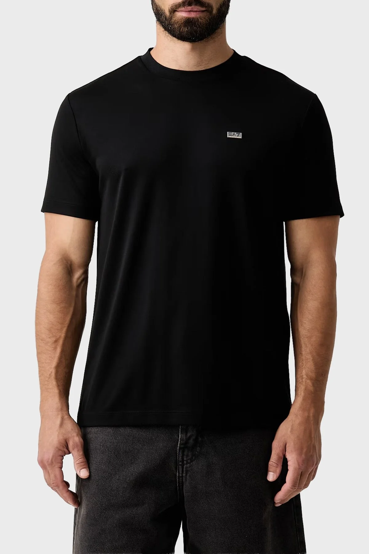 EA7 Logolu Regular Fit Bisiklet Yaka Erkek T Shirt 7M002096 AF13862 UC001 Siyah - 1