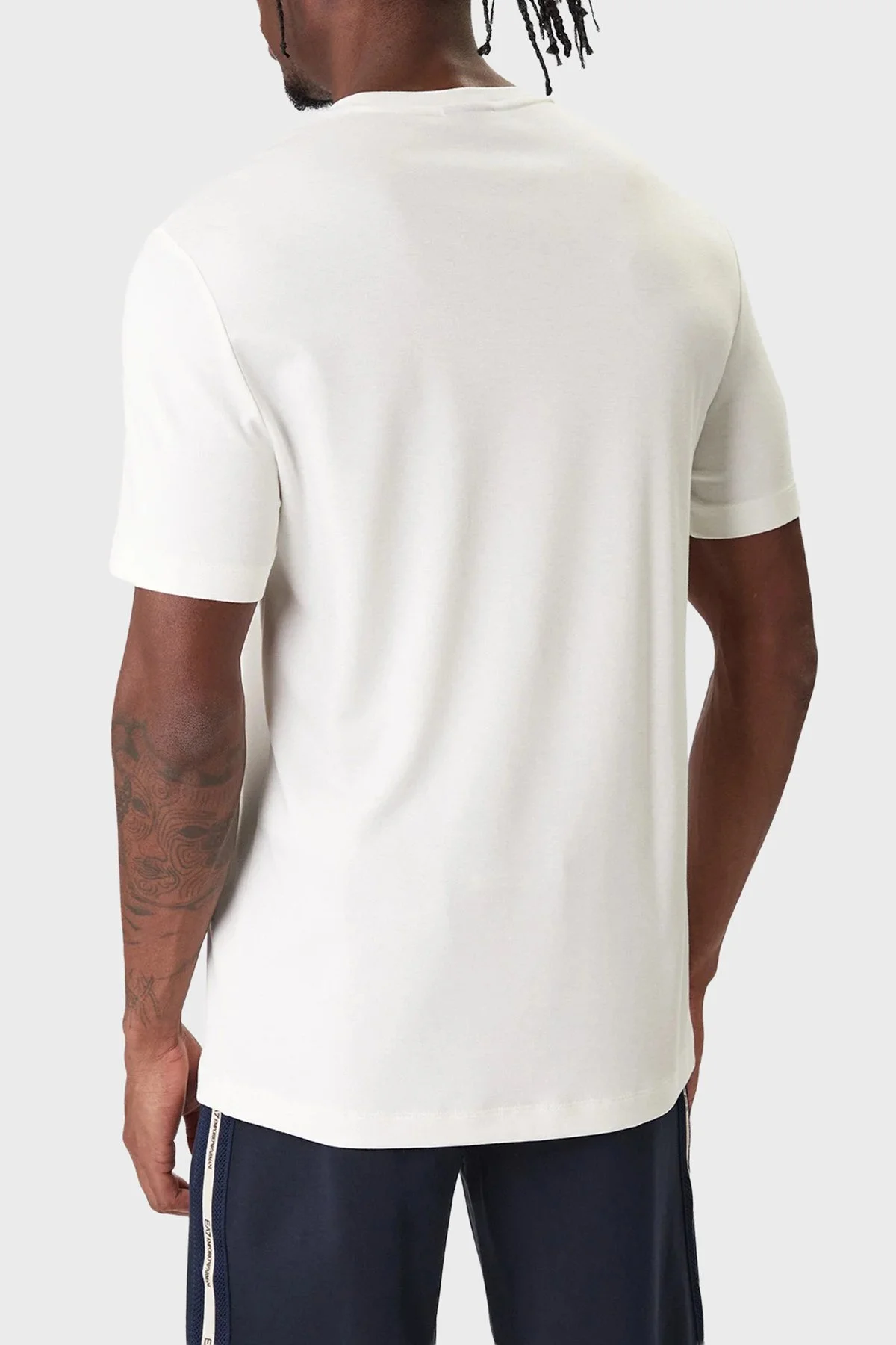 EA7 Logolu Regular Fit Yuvarlak Yaka Erkek T Shirt 7M001331 AF13739 U0004 BEYAZ - 3