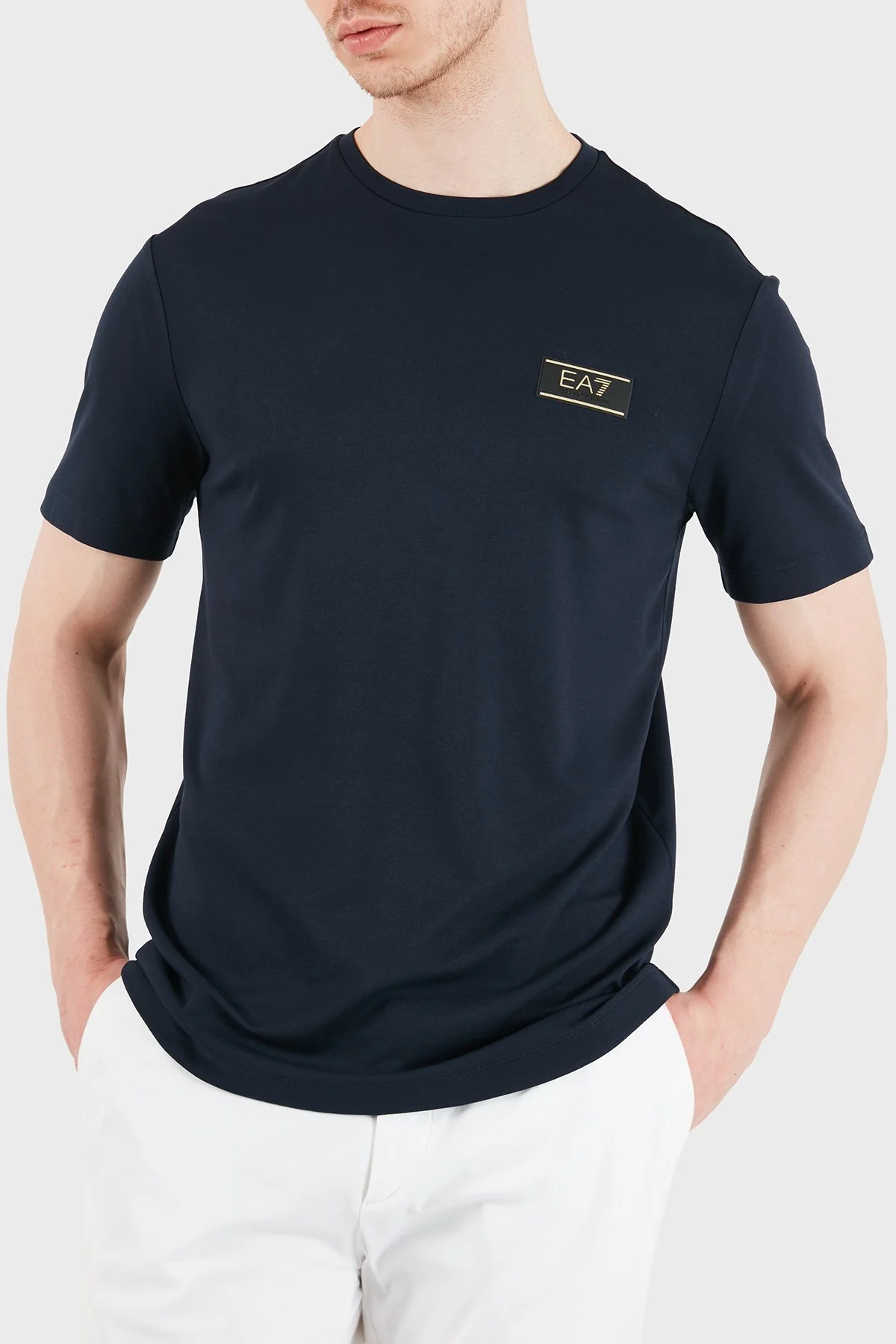 EA7 logolu Regular Fit Yuvarlak Yaka Erkek T Shirt 7M001331 AF13739 UB102 LACİVERT - 1