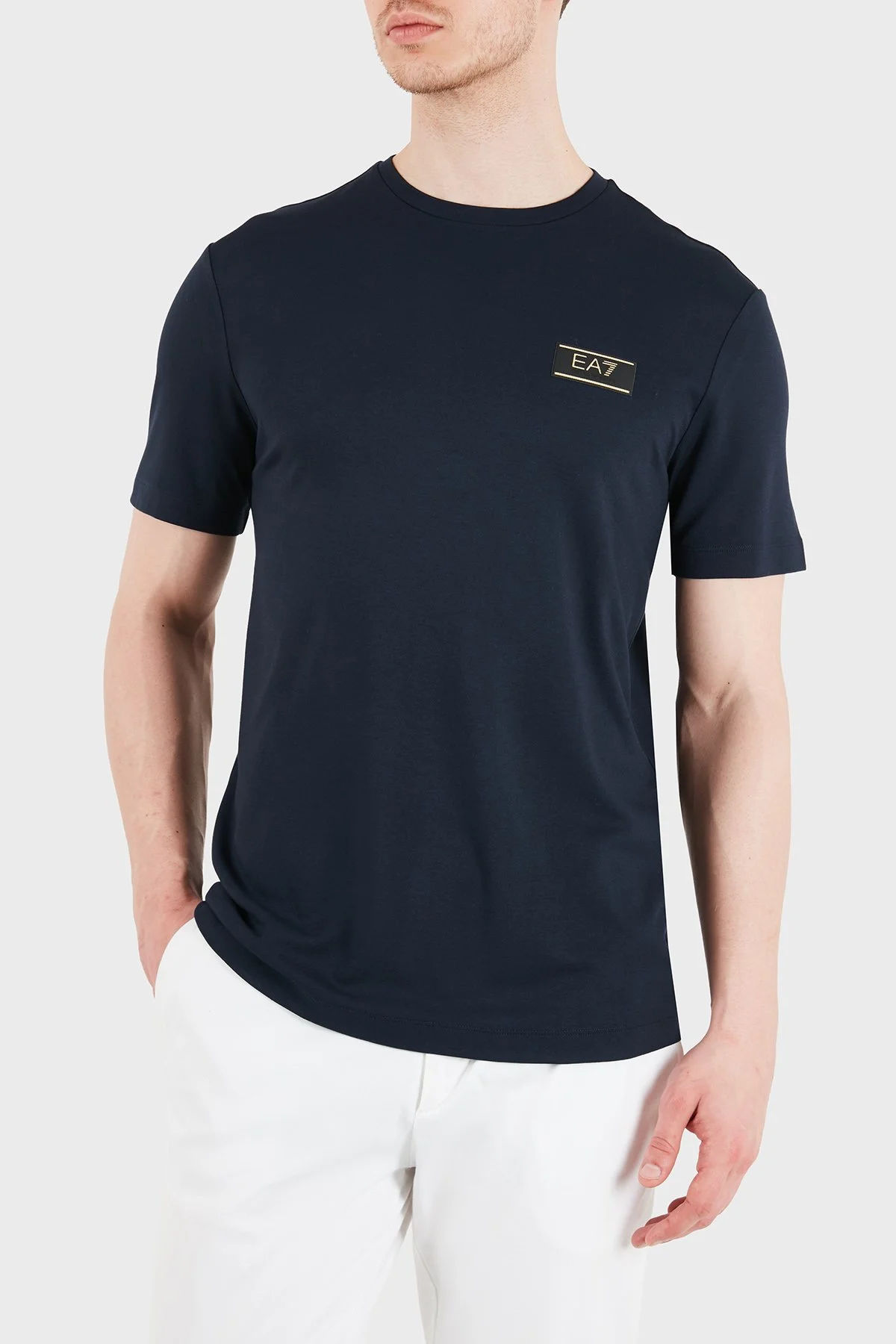 EA7 logolu Regular Fit Yuvarlak Yaka Erkek T Shirt 7M001331 AF13739 UB102 LACİVERT - 3