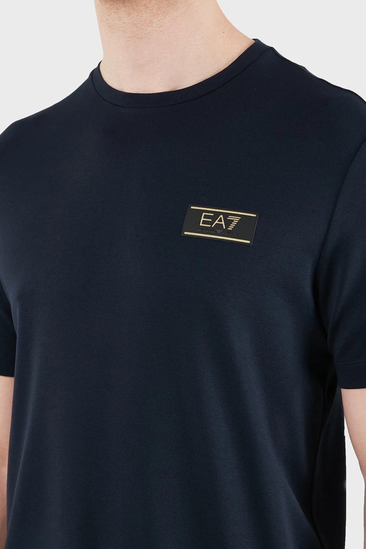 EA7 logolu Regular Fit Yuvarlak Yaka Erkek T Shirt 7M001331 AF13739 UB102 LACİVERT - 5