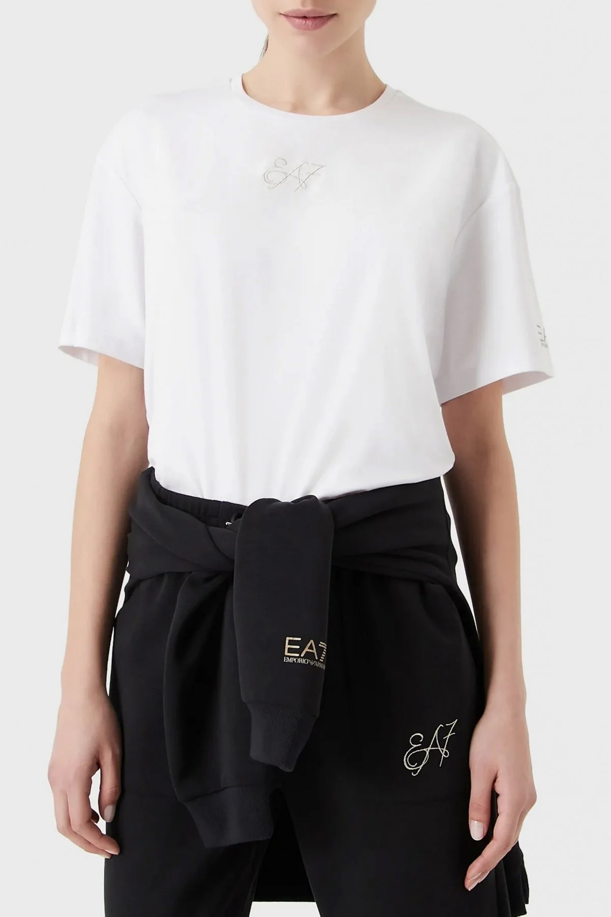 EA7 Logolu Relaxed Fit Bisiklet Yaka Bayan T Shirt 6LTT06 TJDFZ 1100 BEYAZ - 1