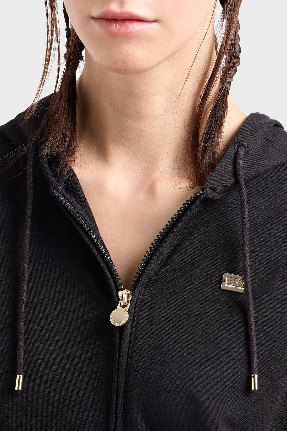 EA7 Logolu Relaxed Fit Kapüşonlu Bol Paça Bayan Eşofman Takımı 7W000086 AF13135 UC001 SİYAH - 4