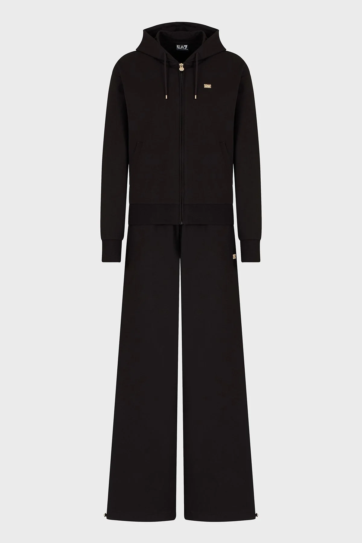 EA7 Logolu Relaxed Fit Kapüşonlu Bol Paça Bayan Eşofman Takımı 7W000086 AF13135 UC001 SİYAH - 5