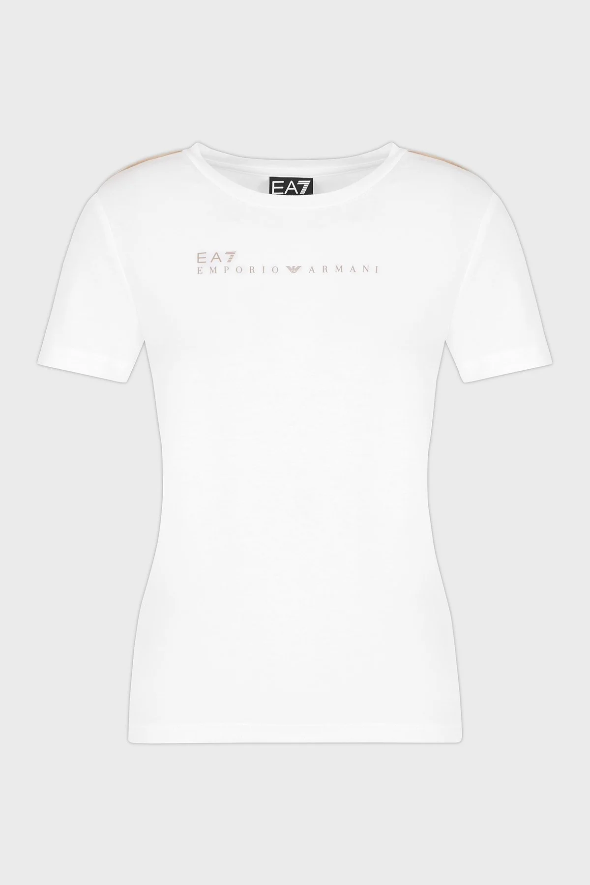 EA7 Logolu Slim Fit Bisiklet Yaka Bayan T Shirt 7W000274 AF12945 U0002 BEYAZ - 5