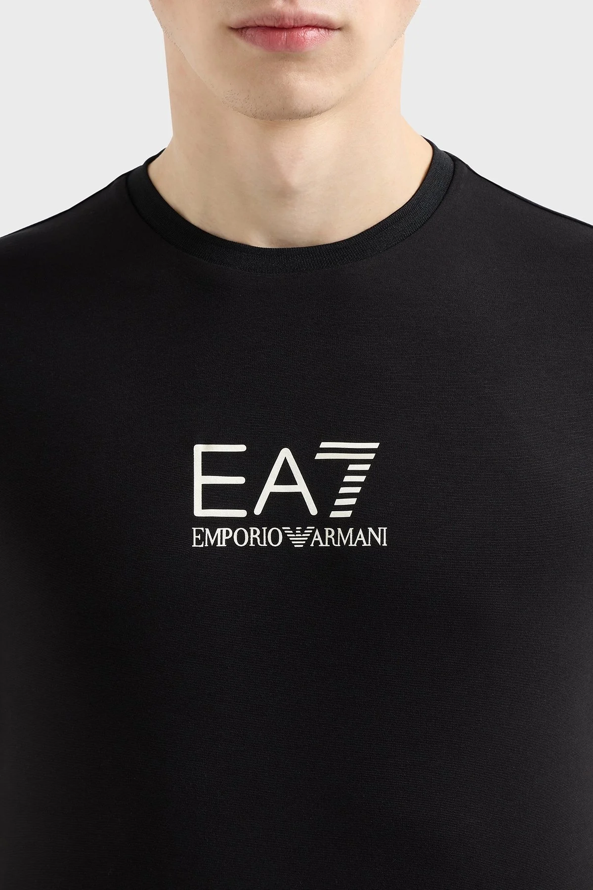 EA7 Logolu Slim Fit Bisiklet Yaka Erkek T Shirt 7M000301 AF13739 UC001 SİYAH - 4