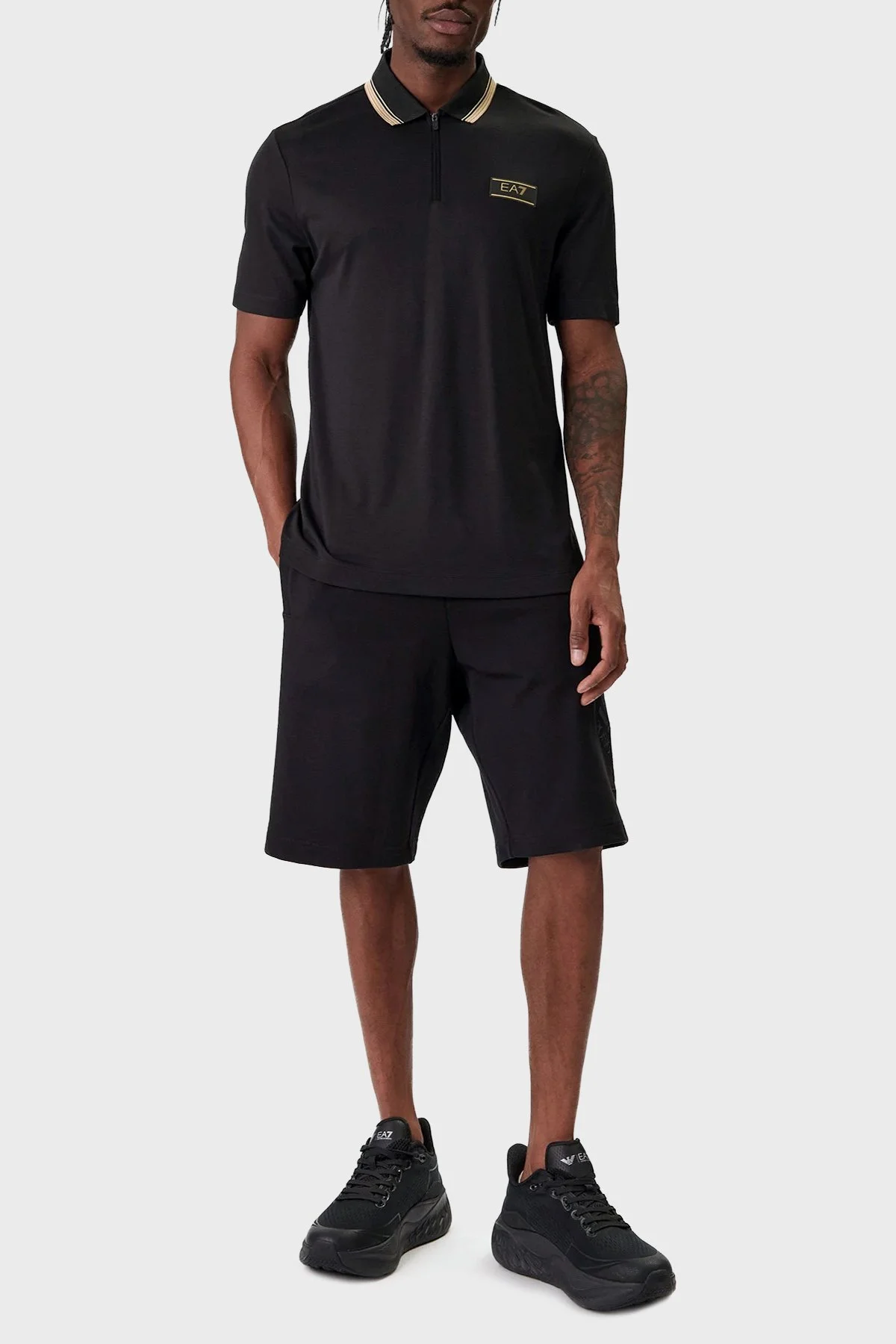 EA7 Logolu Slim Fit Kısa Kollu Erkek Polo 7M001333 AF13739 UC001 SİYAH - 2