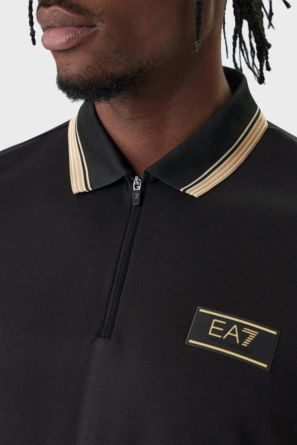 EA7 Logolu Slim Fit Kısa Kollu Erkek Polo 7M001333 AF13739 UC001 SİYAH - 4