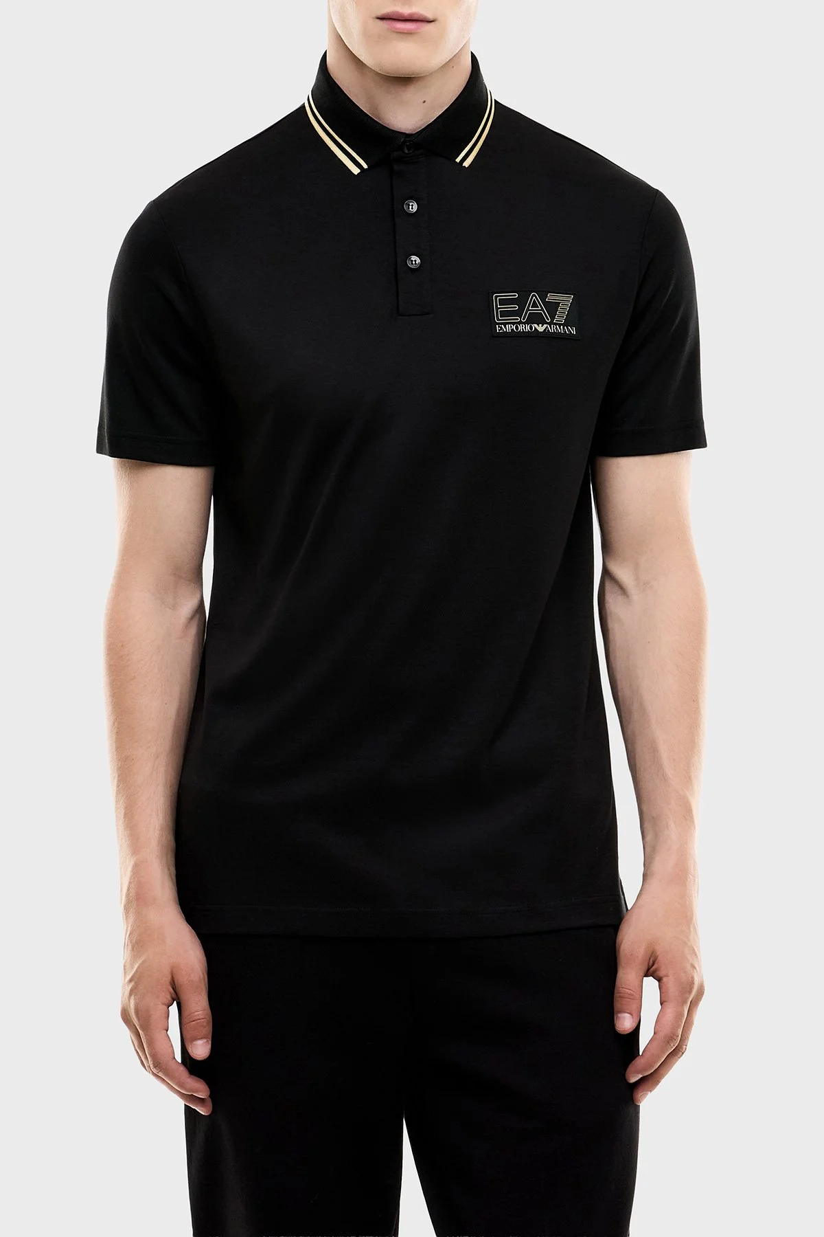 EA7 Logolu Slim Fit Kısa Kollu Erkek Polo 7M002241 AF13739 UC001 Siyah - 4