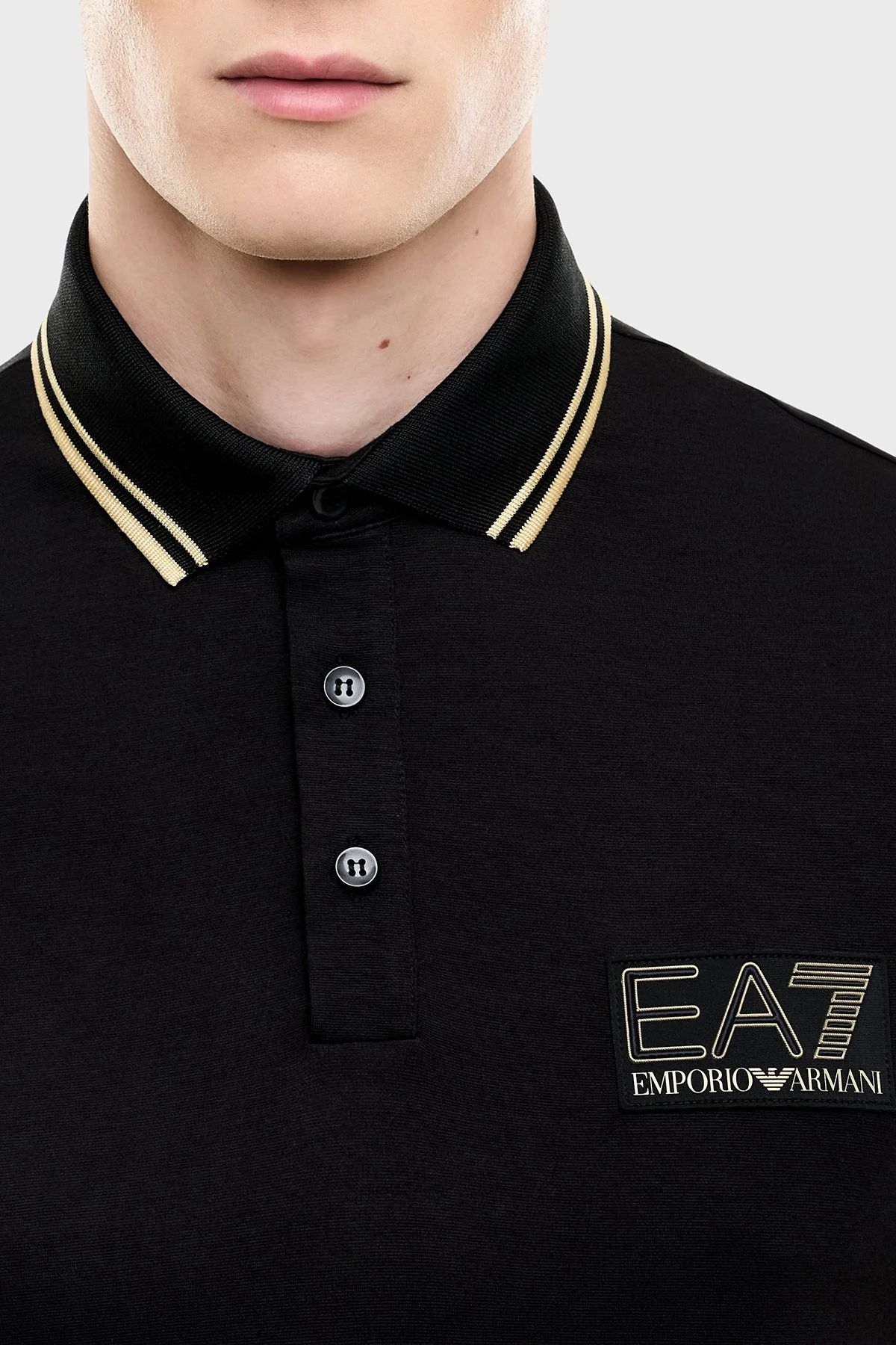 EA7 Logolu Slim Fit Kısa Kollu Erkek Polo 7M002241 AF13739 UC001 Siyah - 7