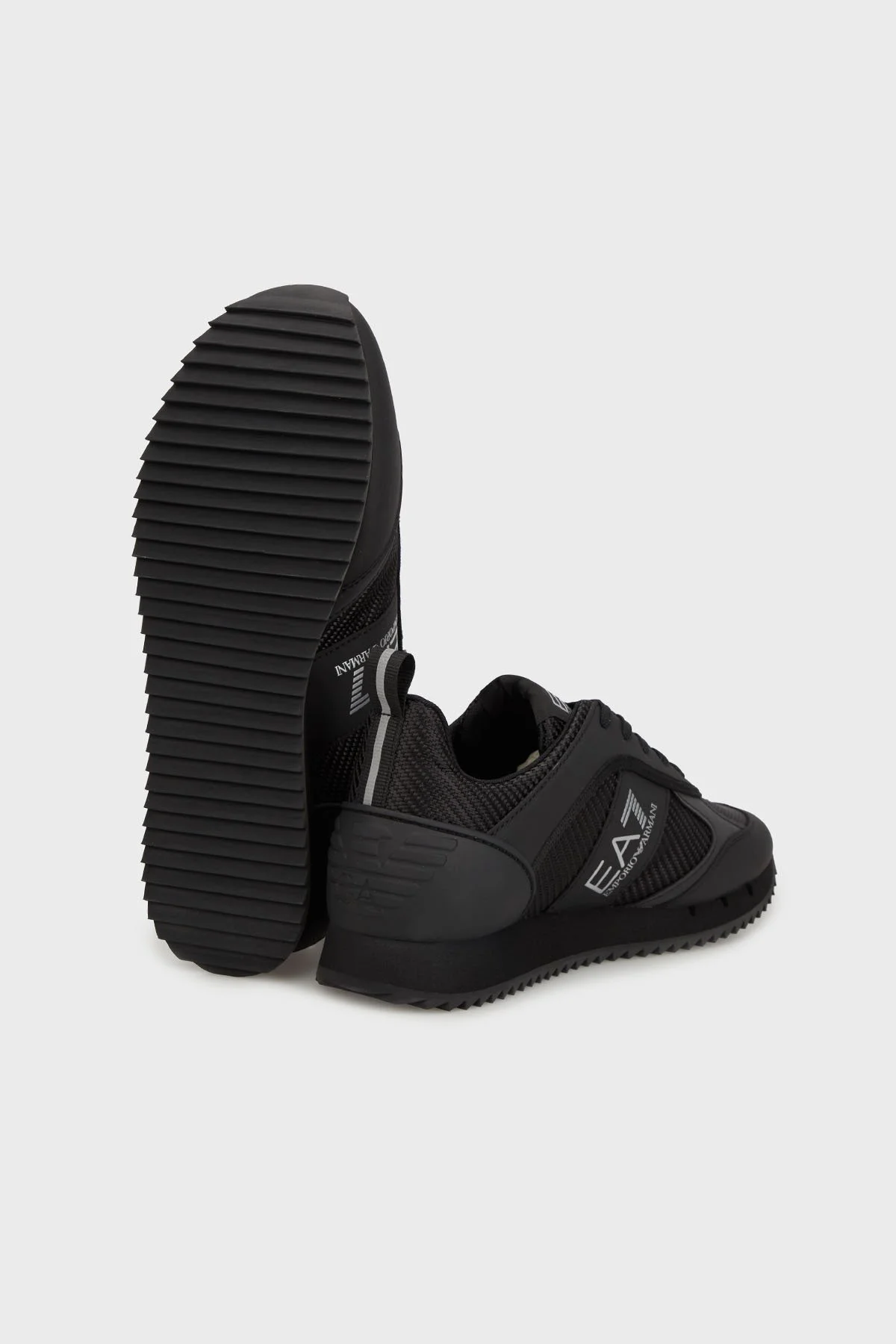 EA7 Logolu Sneaker Unisex Ayakkabı 7X000337 AF18613 MZ186 SİYAH-GÜMÜŞ - 4