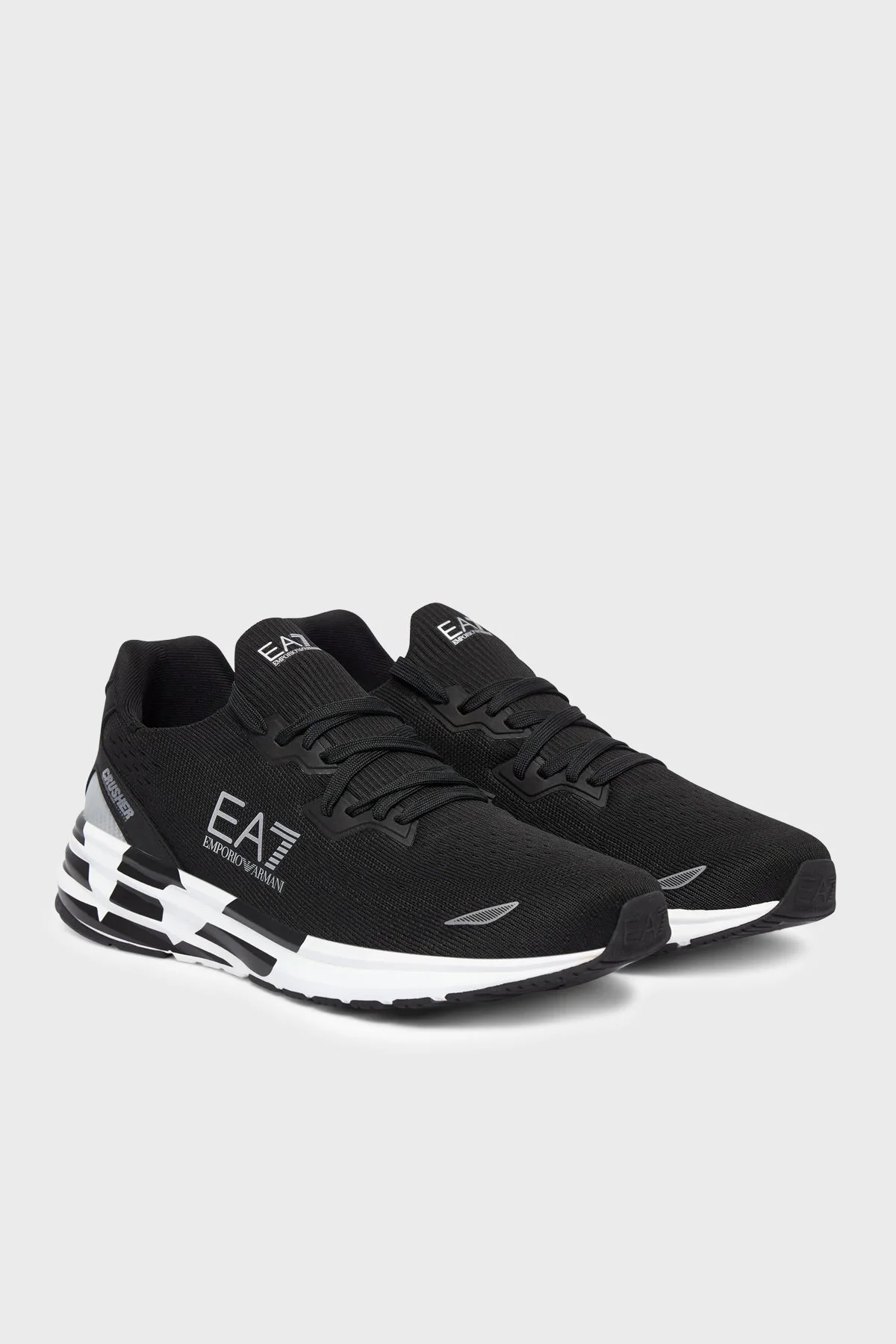 EA7 logolu Sneaker Unisex Ayakkabı 7X000652 AF18639 MC032 Siyah-gümüş - 2