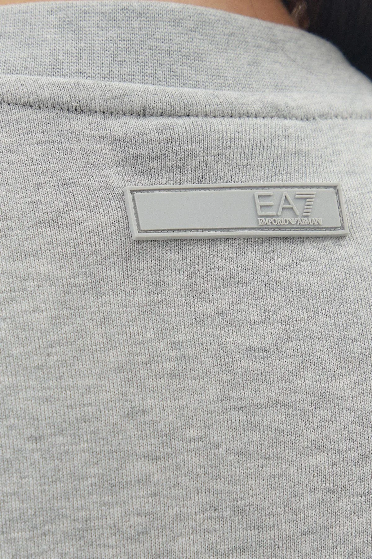 EA7 Logolu Streç Pamuklu Regular Fit Kolej Yaka Kadın Sweat 7W000178 AF12473 O8002 GRİ - 6