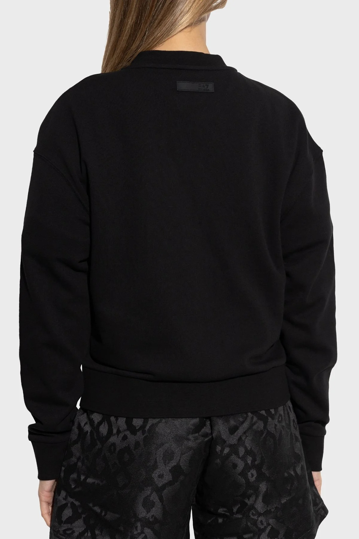 EA7 Logolu Streç Pamuklu Regular Fit Kolej Yaka Bayan Sweat 7W000178 AF12473 UC001 SİYAH - 3