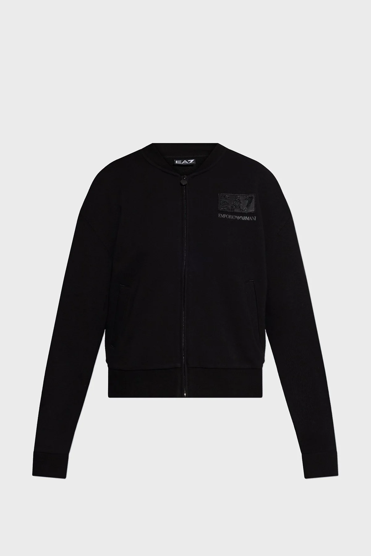 EA7 Logolu Streç Pamuklu Regular Fit Kolej Yaka Bayan Sweat 7W000178 AF12473 UC001 SİYAH - 5